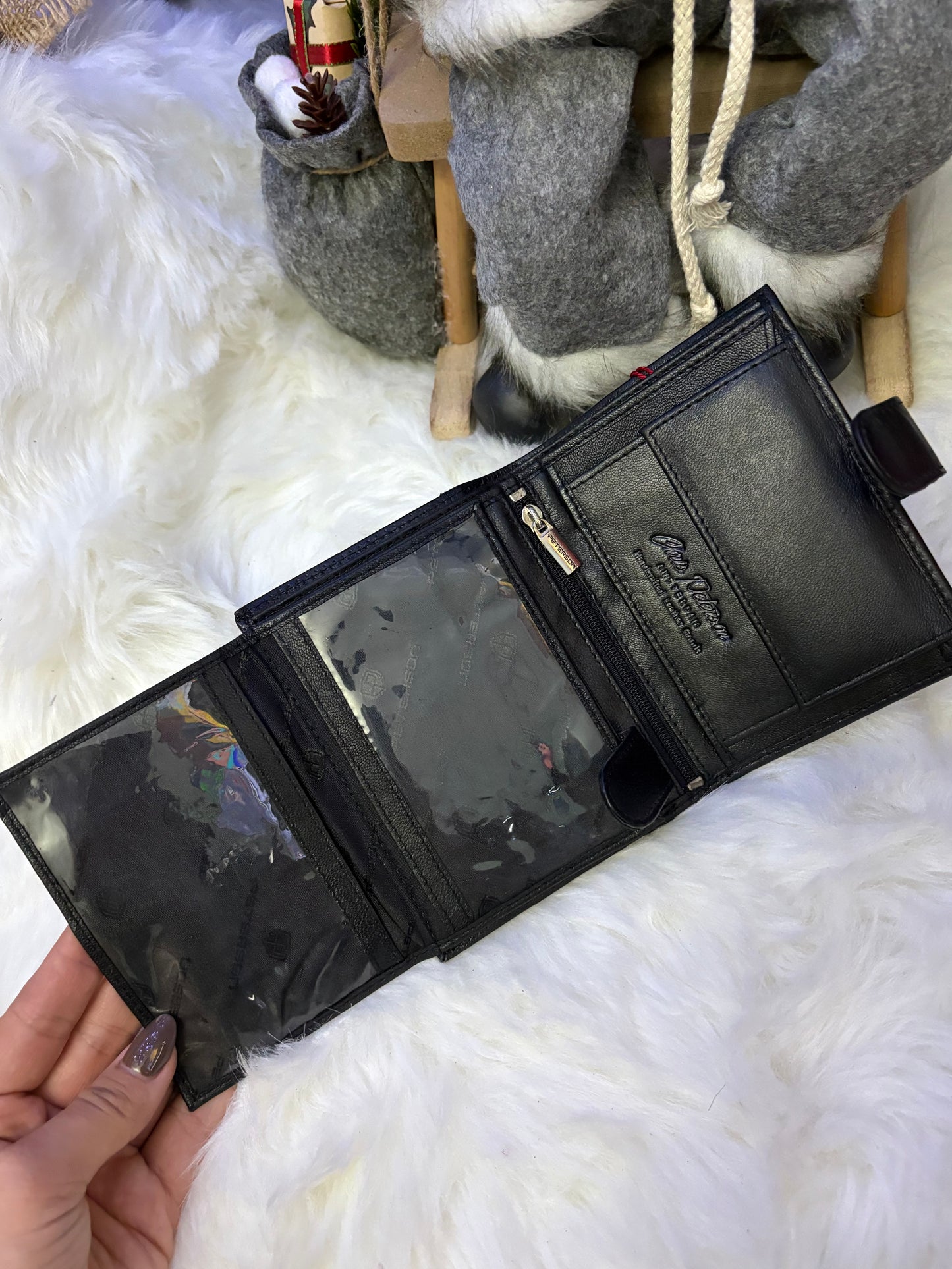 Nowość Zestaw męski, prezentowy skórzany portfel męski i pasek PETERSON skóra naturalna