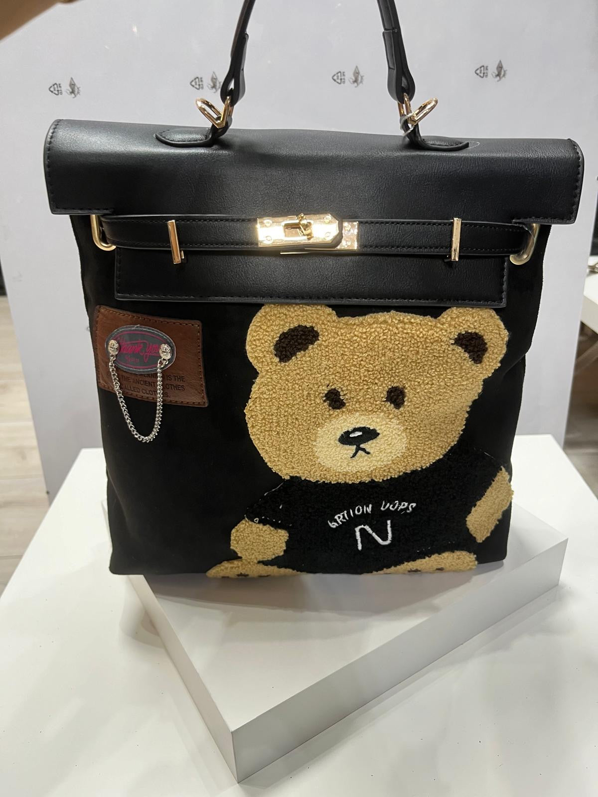 Nowość Włoska skórzan plecak miś MASSIMO CONTTI