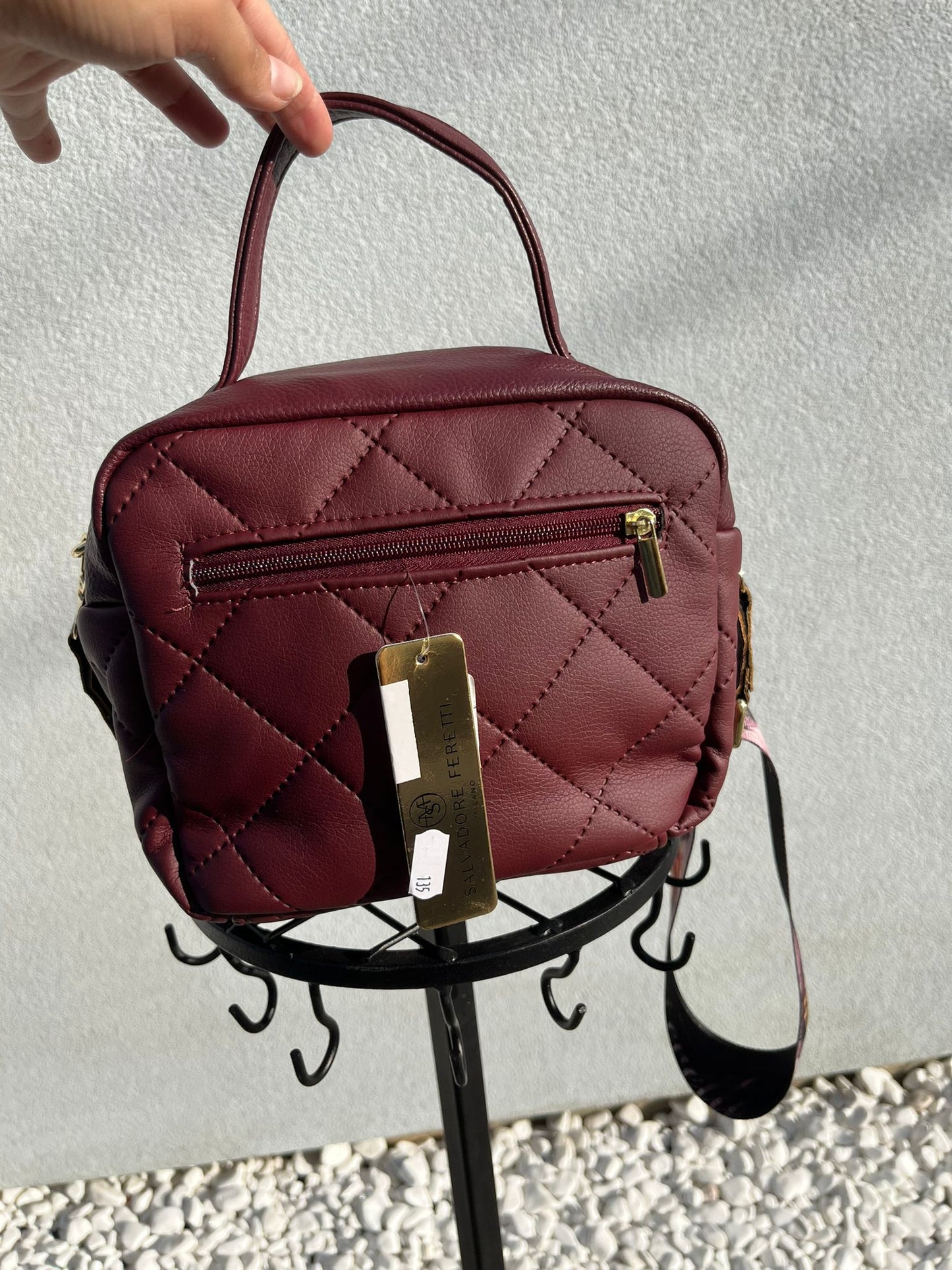 Nowość SALVADORE FERETTI torebka Listonoszka bordo