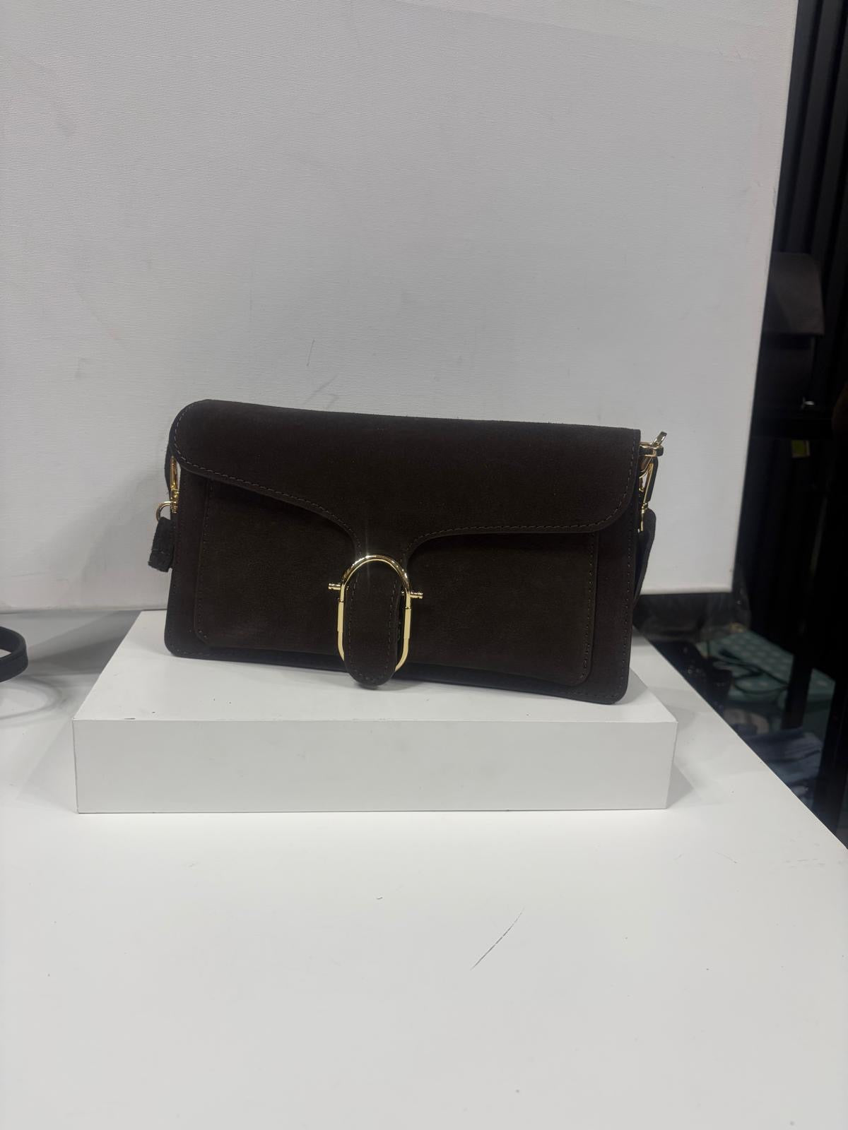 NOWOŚĆ Torebka Vezze zamsz naturalny czekolada