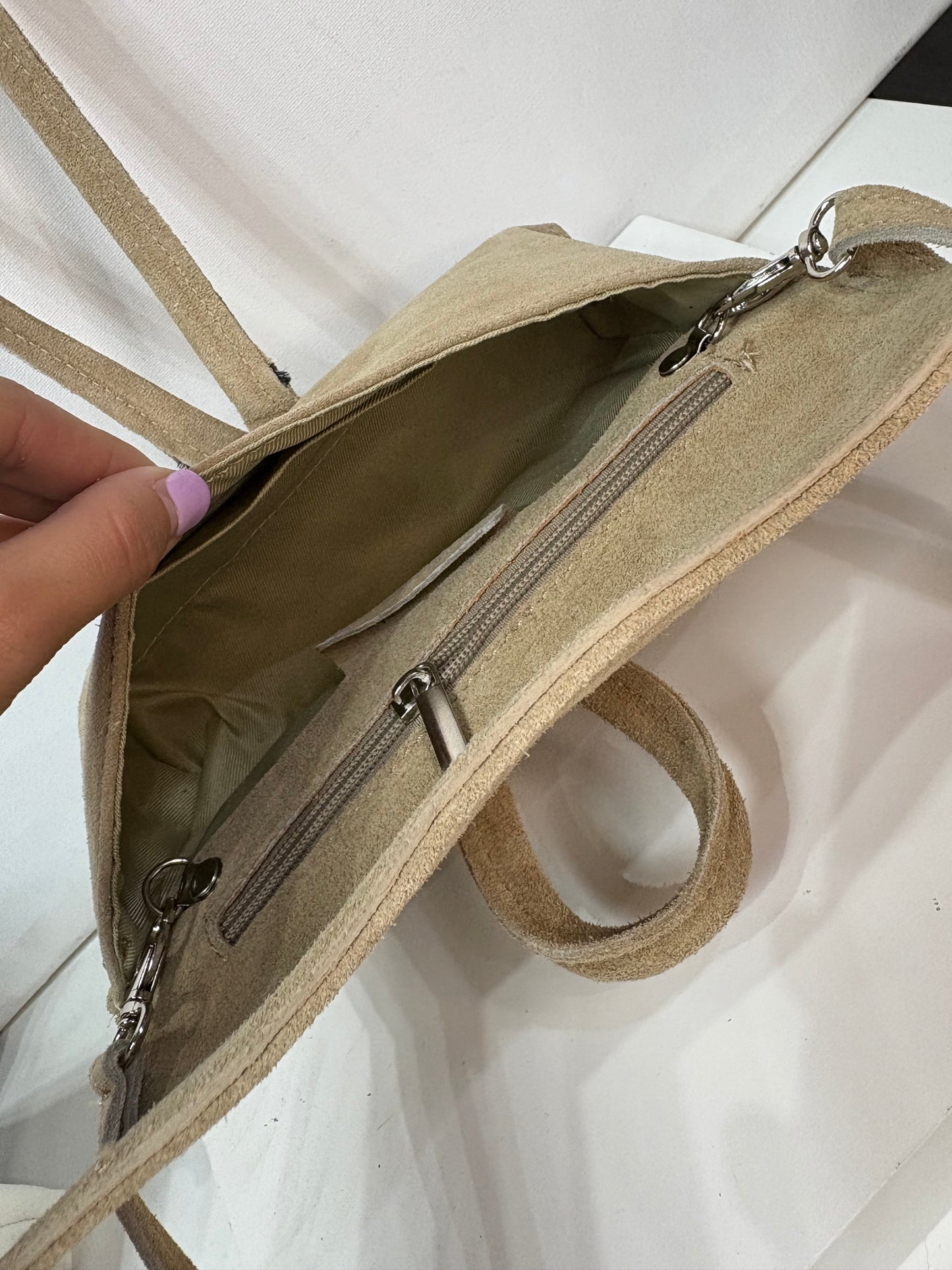 Nowość torebka zamsz naturalny VEZZE Taupe