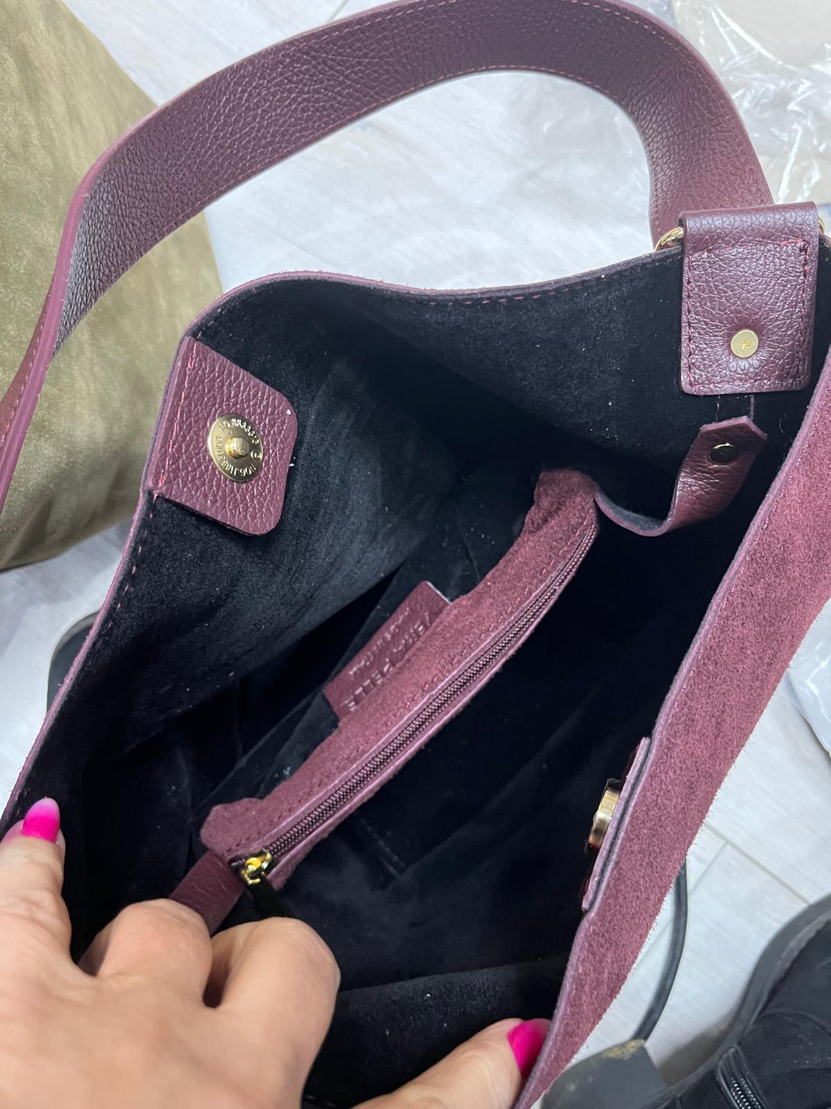 Nowość torebka skórzana VEZZE BORDO