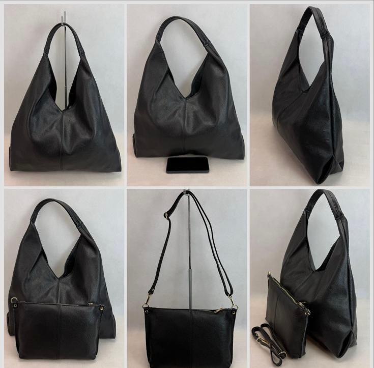 NOWOŚĆ Torebka skóra naturalna czarna VEZZE