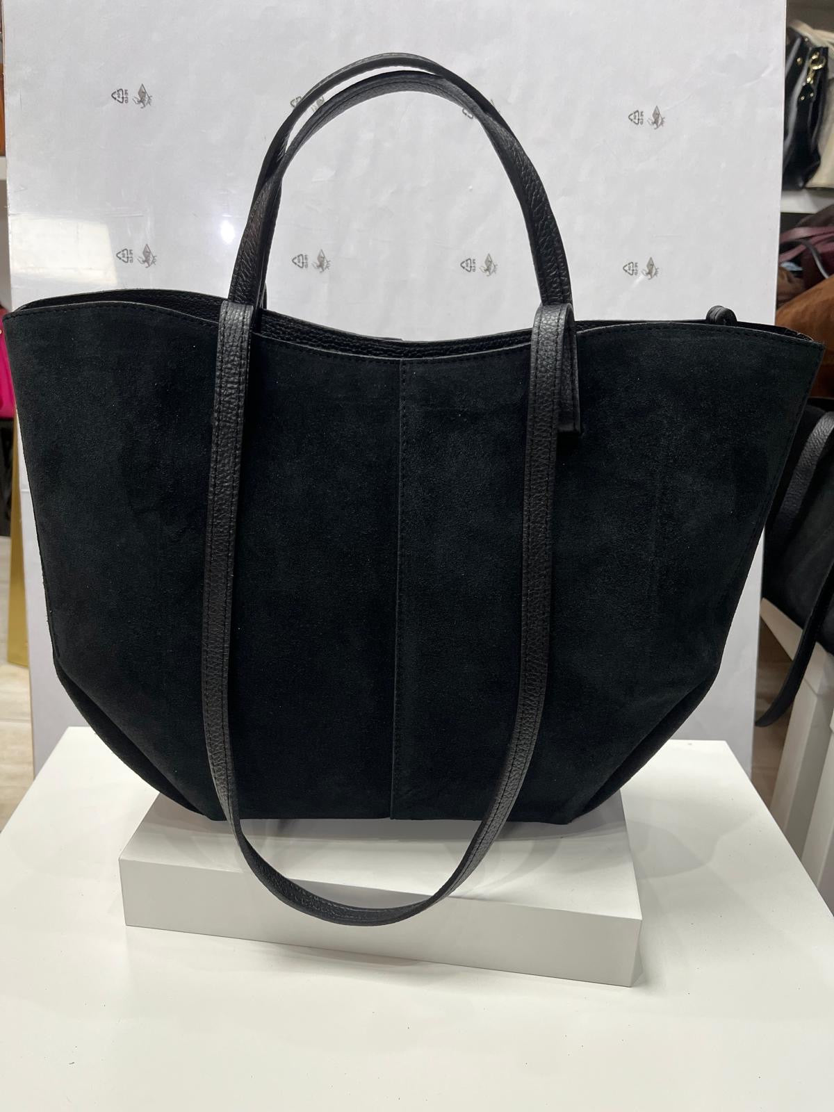 NOWOŚĆ VERA PELLE torebka damska łódka skóra naturalna ITALY CZARNA