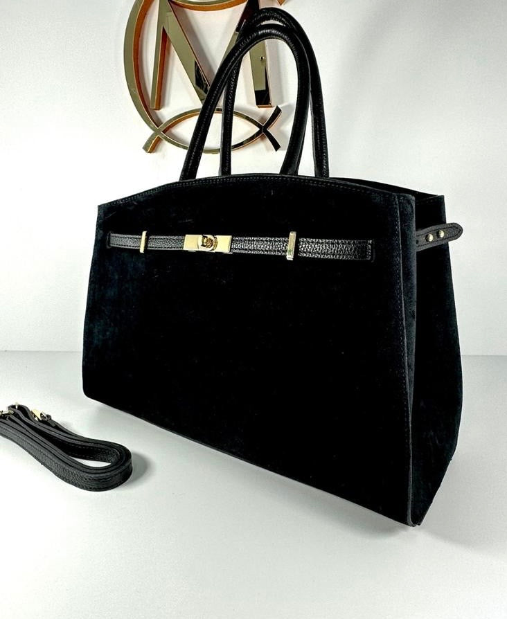 NOWOŚĆ Massimo Contti skóra zamsz naturalny czarna