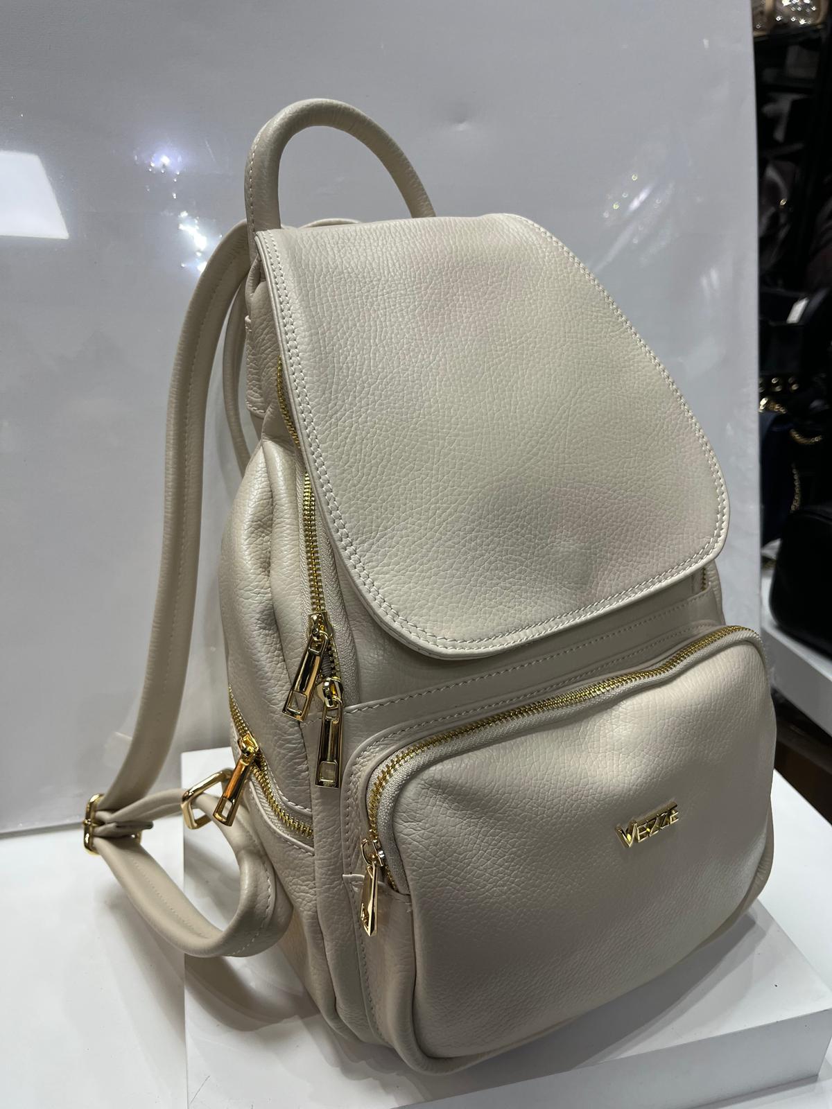 NOWOŚĆ vezze plecak Skóra naturalna JASNY BEŻ