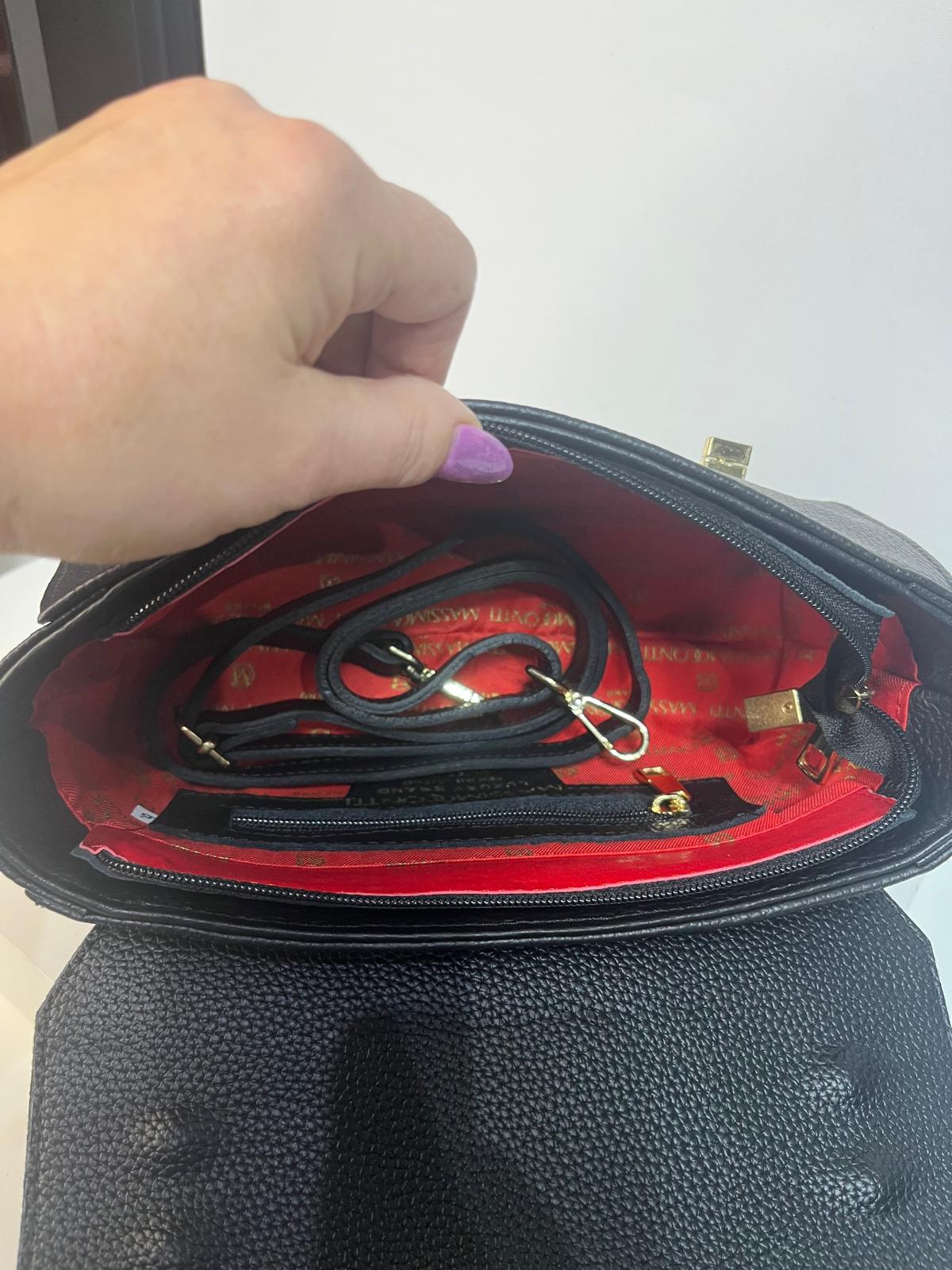 NOWOŚĆ Skórzana torebka Massimo Contti listonoszka Czarna