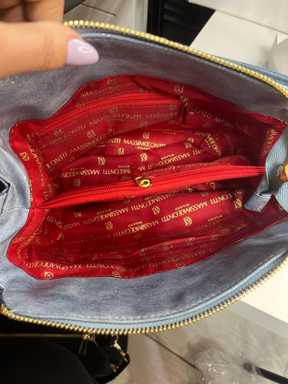 NOWOŚĆ Massimo Contti torebka listonoszka kuferek skóra ekologiczna jeans