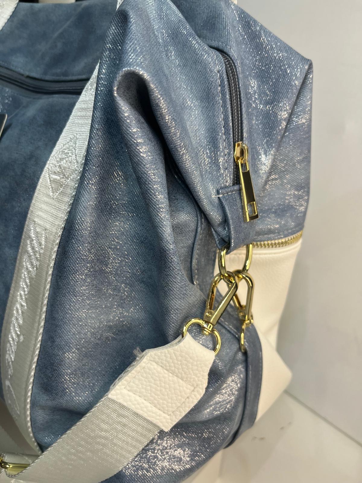 NOWOŚĆ Massimo Contti torebka weekendowa skóra ekologiczna Jeans z Białym