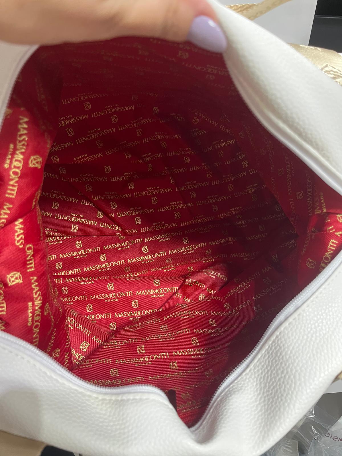 NOWOŚĆ Massimo Contti torebka weekendowa skóra ekologiczna Złoty z Białym