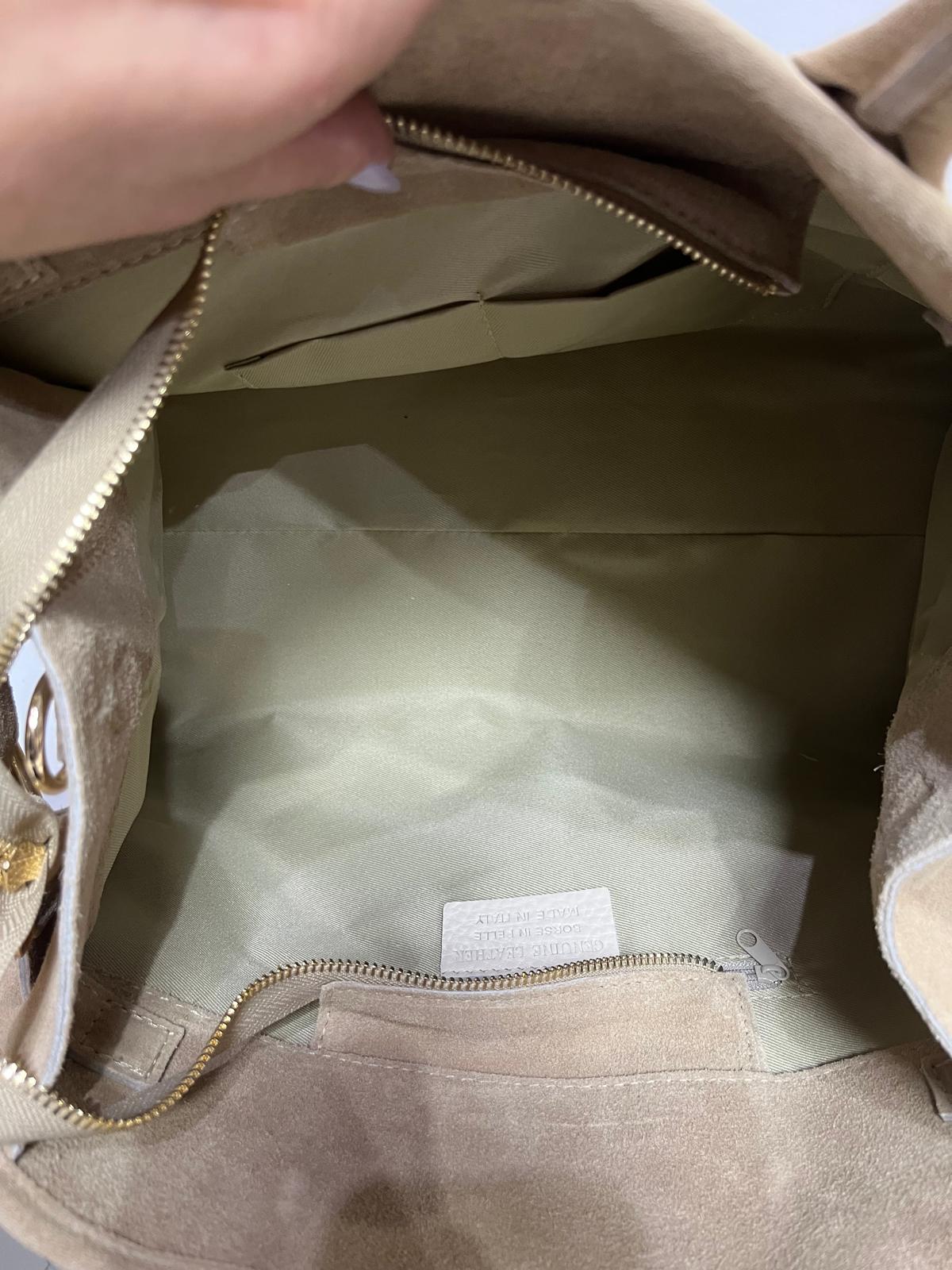 Nowość torebka zamsz naturalny VEZZE Beż.