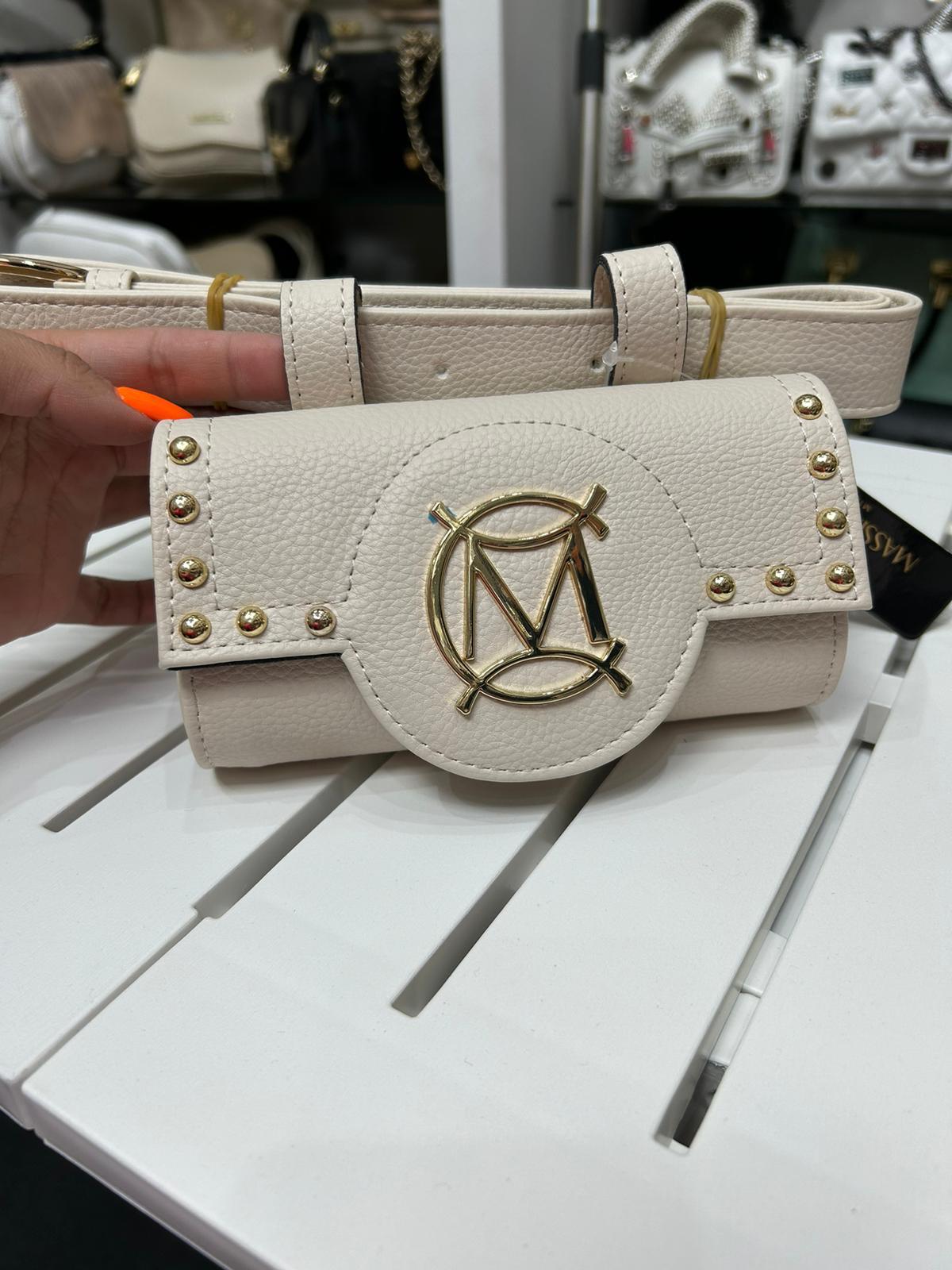 Nerka & Saszetka z eko skóry Massimo Contti BEŻOWA mat z ćwiekami