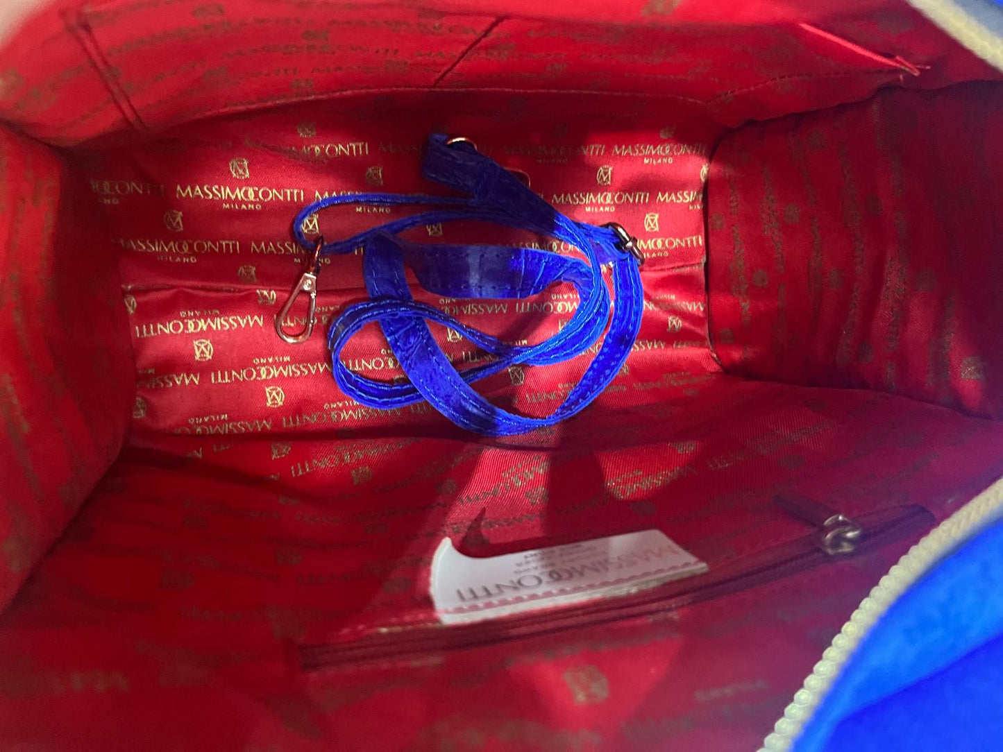 WYPRZEDAŻ Torebka Massimo Contti skóra naturalna crocco beżowa