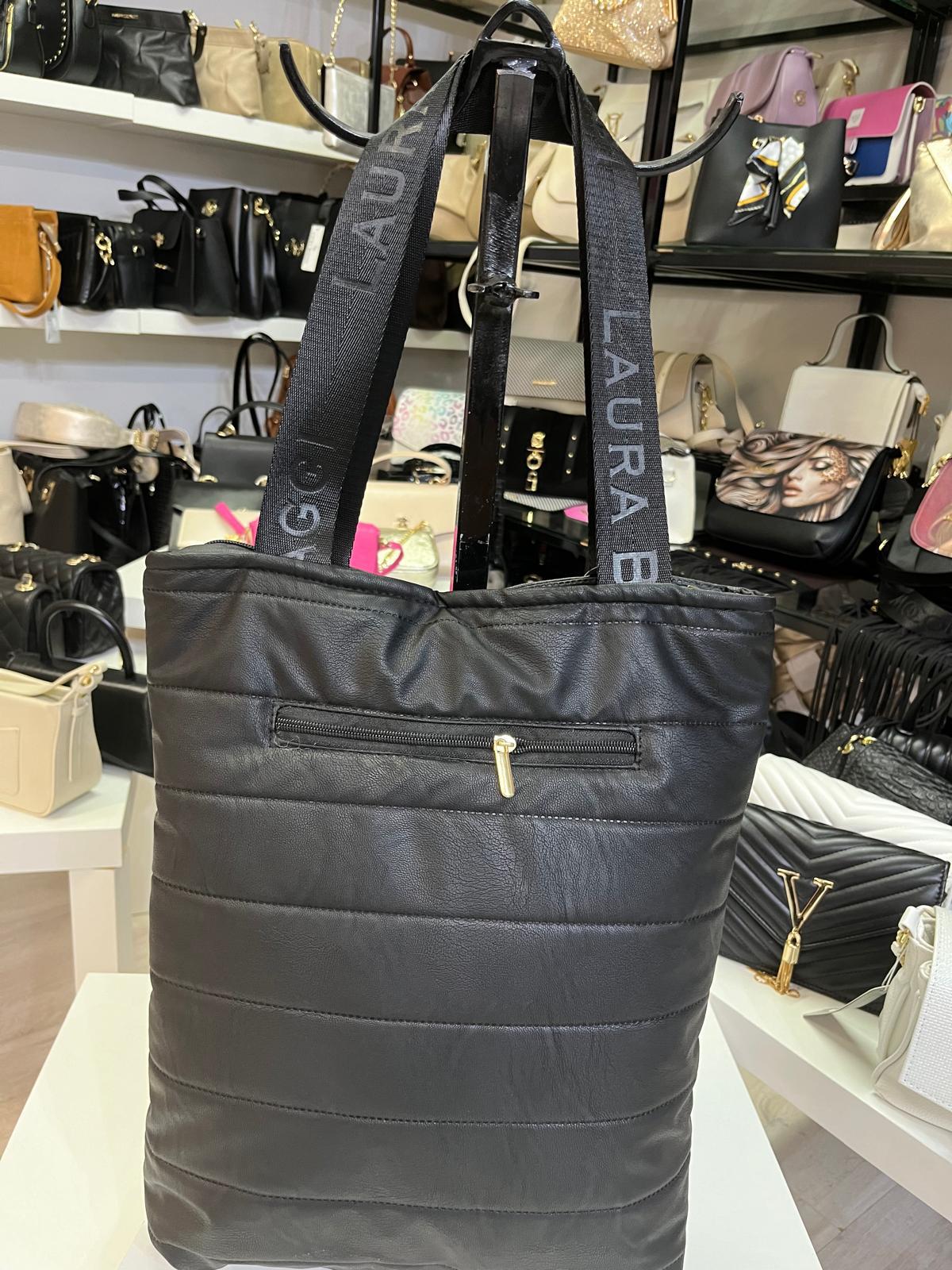 Modna torebka shopperka Laura Biaggi Czarna pikowana