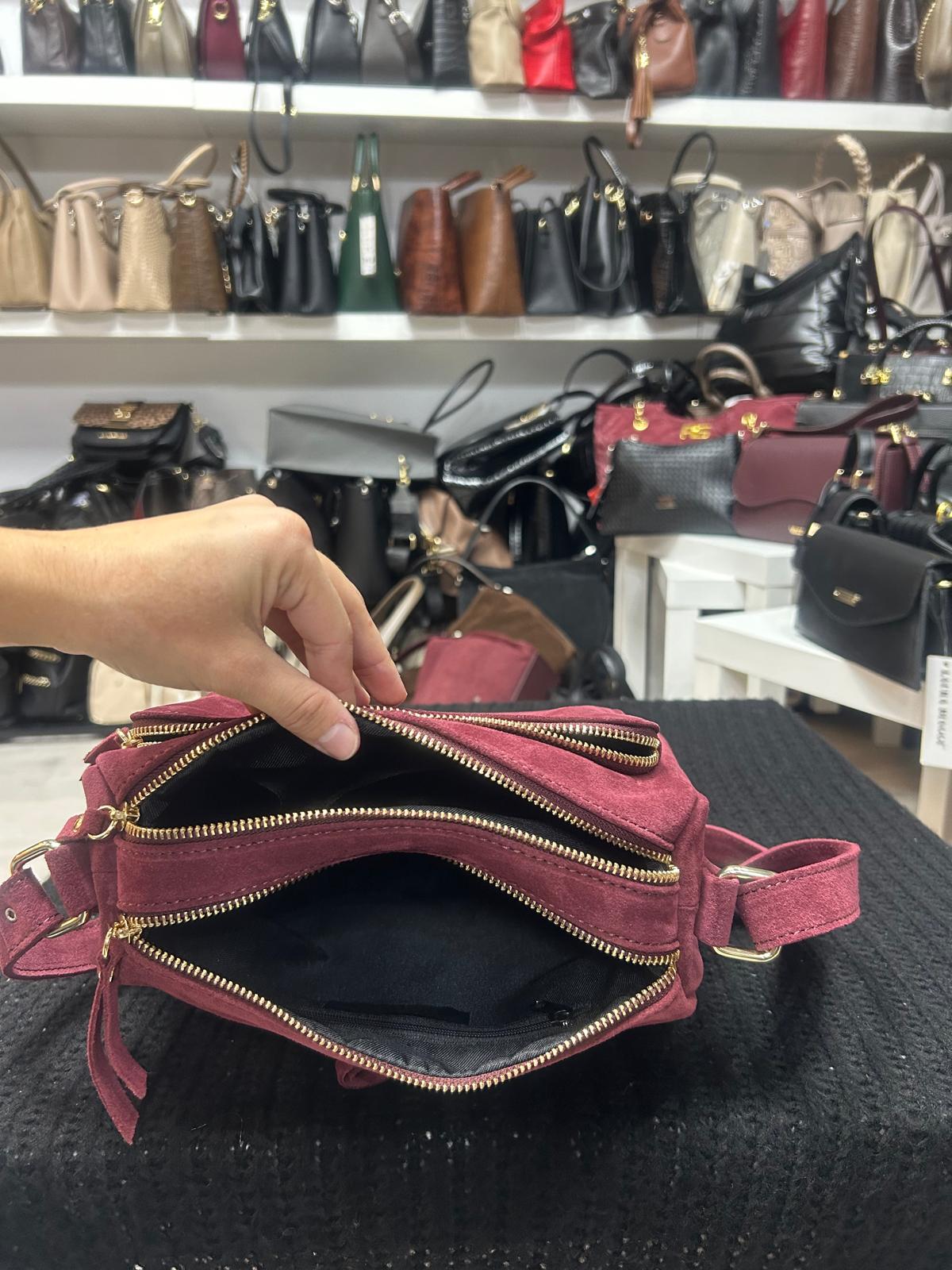 Nowość Włoska skórzana torebka VEZZE bordo