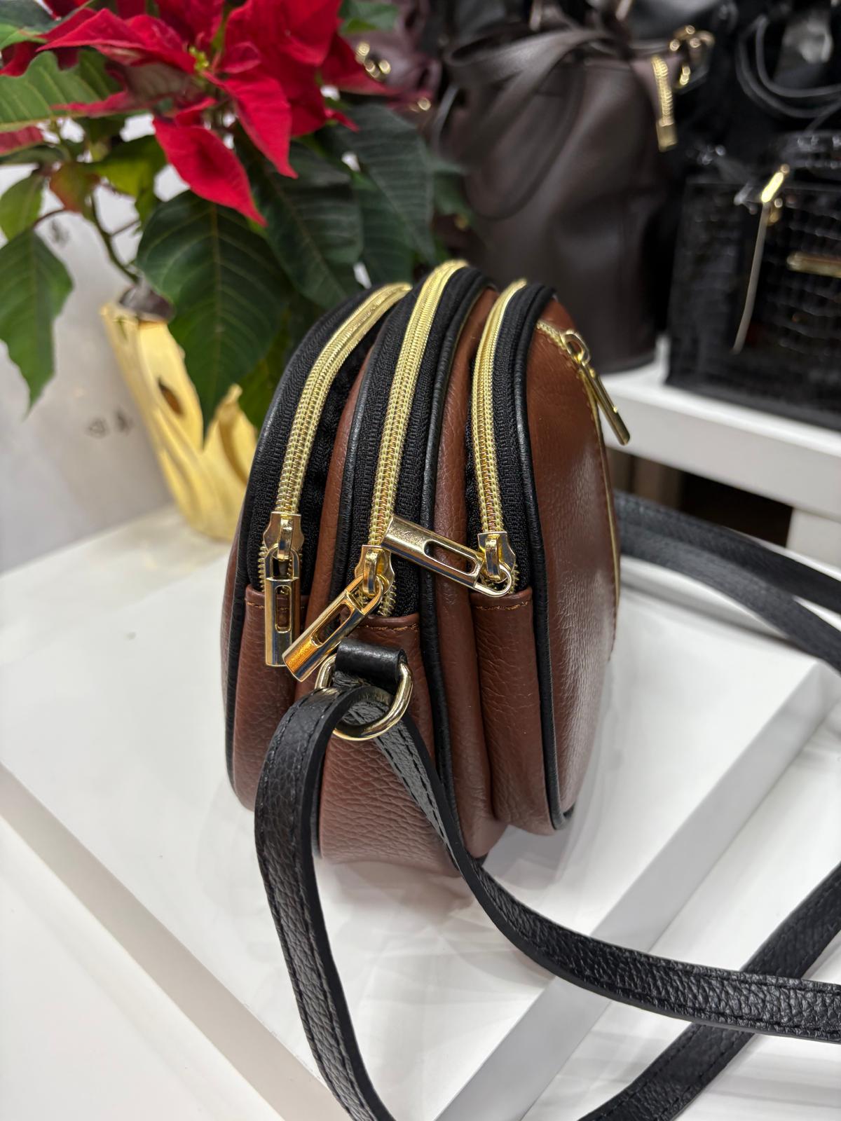 NOWOŚĆ Torebka mała 3 komory skórzana