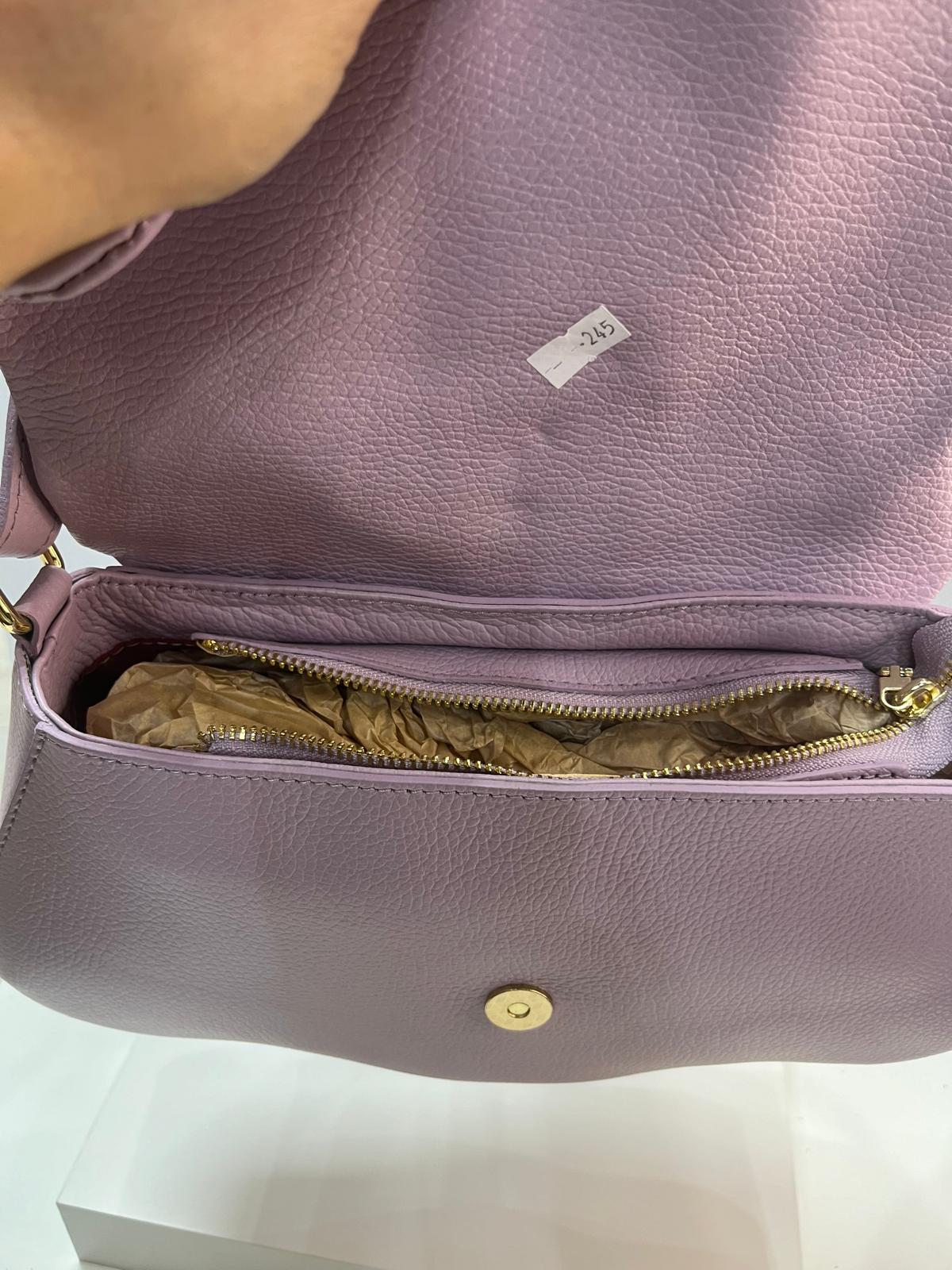 NOWOŚĆ TOREBKA LISTONOSZKA MASSIMO CONTTI SKÓRA NATURALNA LILIOWY