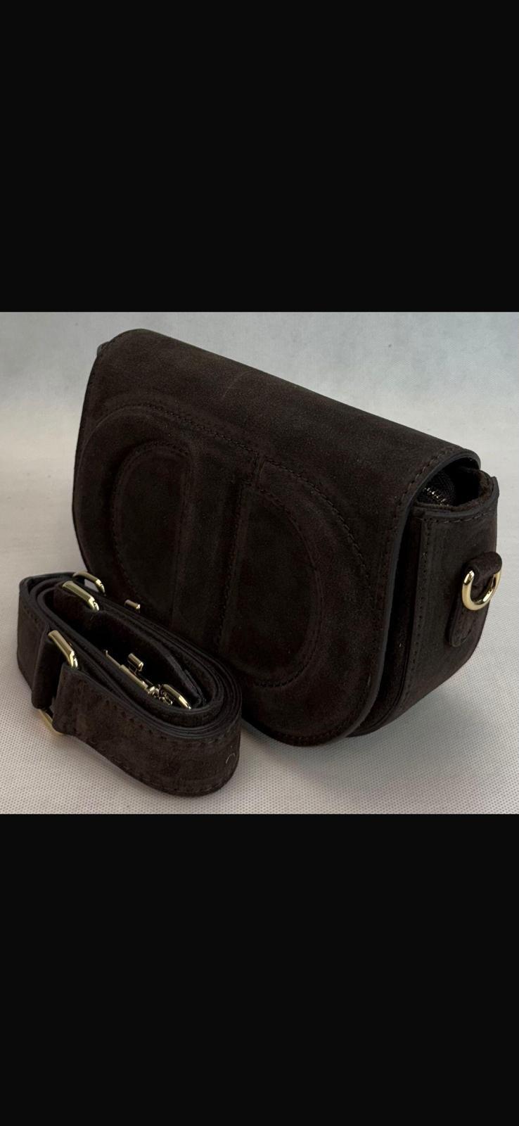 NOWOŚĆ Torebka zamsz naturalny VEZZE czekolada