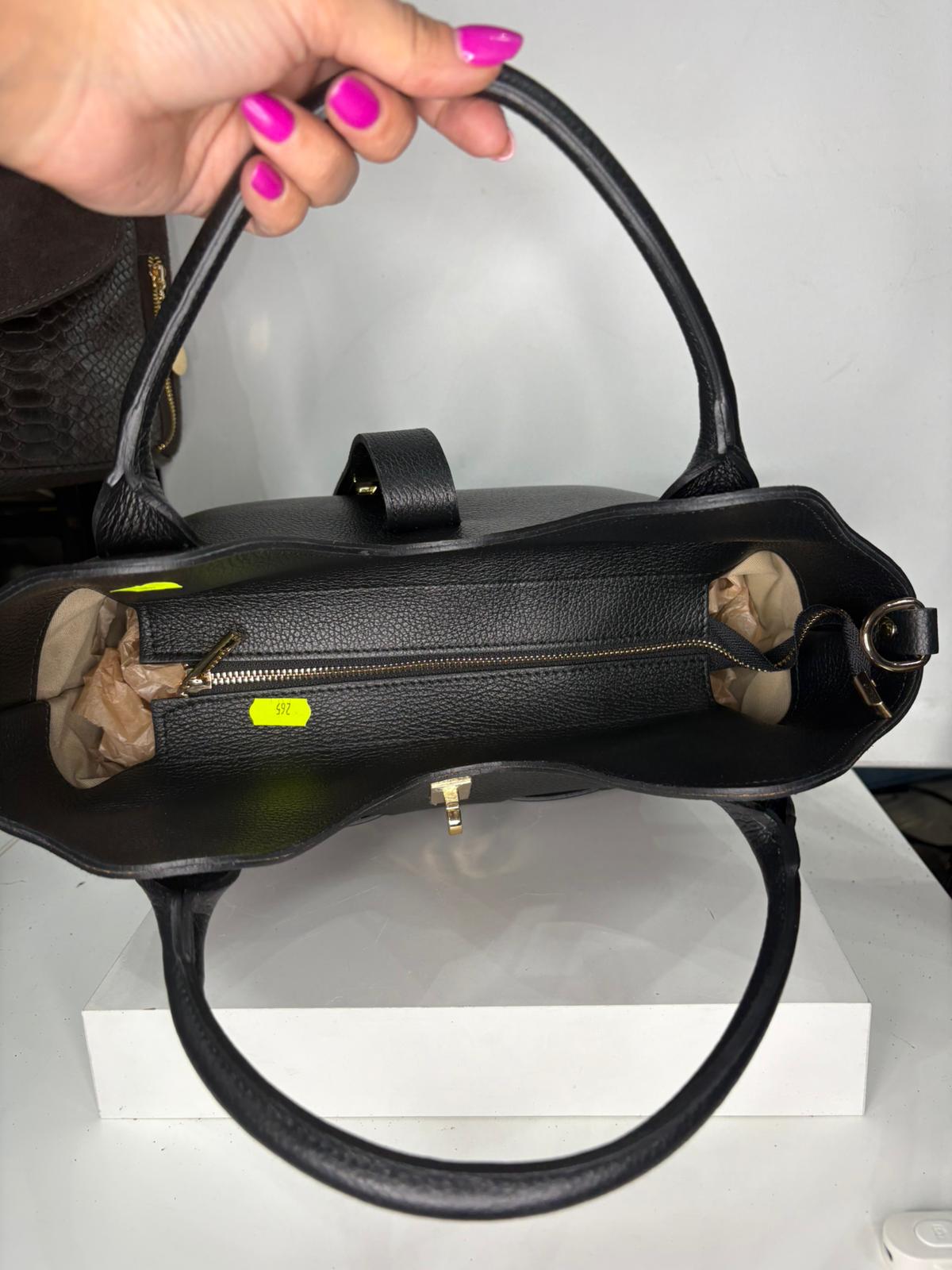 NOWOŚĆ Torebka skóra naturalna czarna włoska