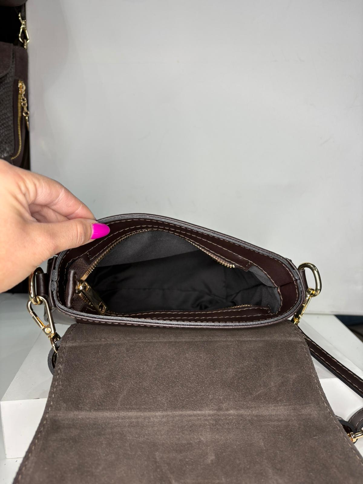 NOWOŚĆ Torebka zamsz naturalny + skóra naturalna bordo włoska