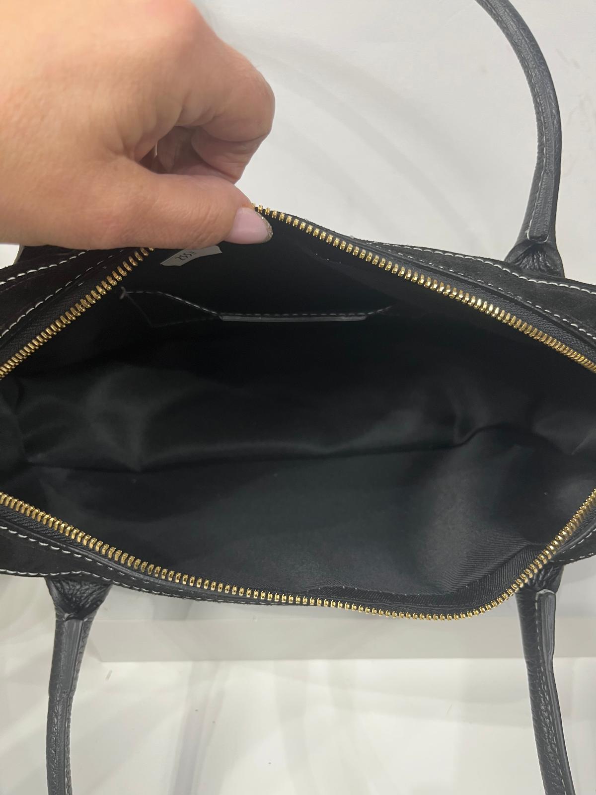 NOWOŚĆ ITALY ELEGANCKA TOREBKA NA RAMIE ZAMSZ NATURALNY CZARNA