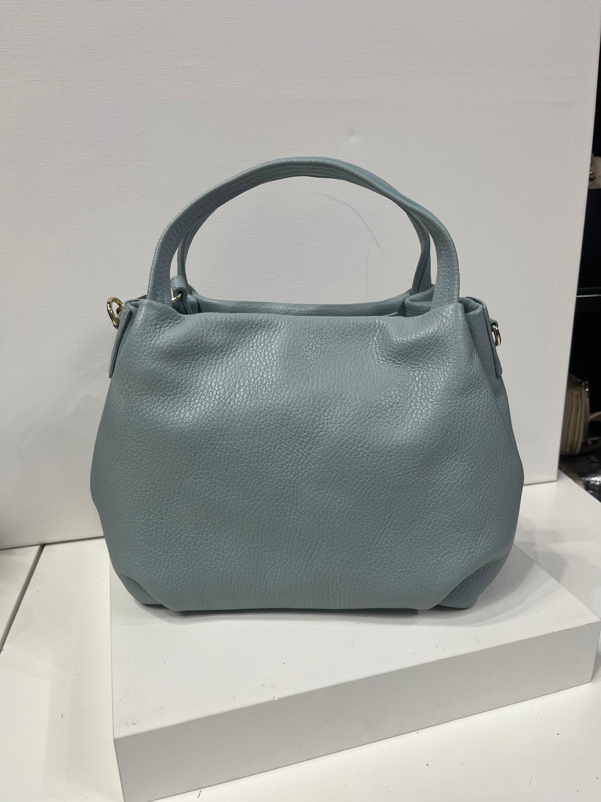 NOWOŚĆ ITALY TOREBKA SHOPPER KOSZYCZEK SKÓRA NATURALNA Błękit