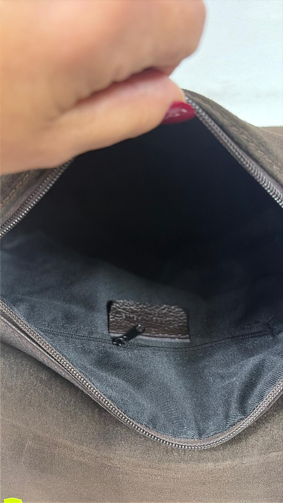 NOWOŚĆ Torebka Vezze zamsz naturalny Czekolada