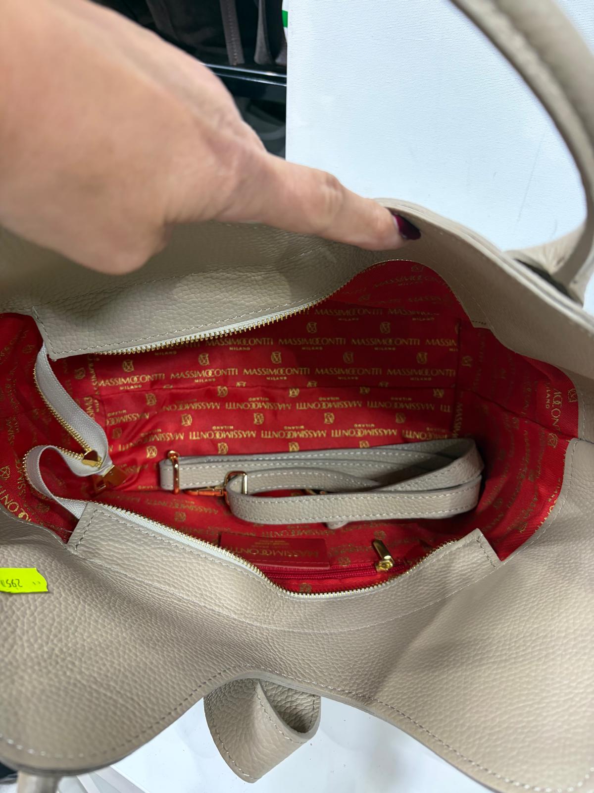 NOWOŚĆ TOREBKA MASSIMO CONTTI SKÓRA NATURALNA BEŻ