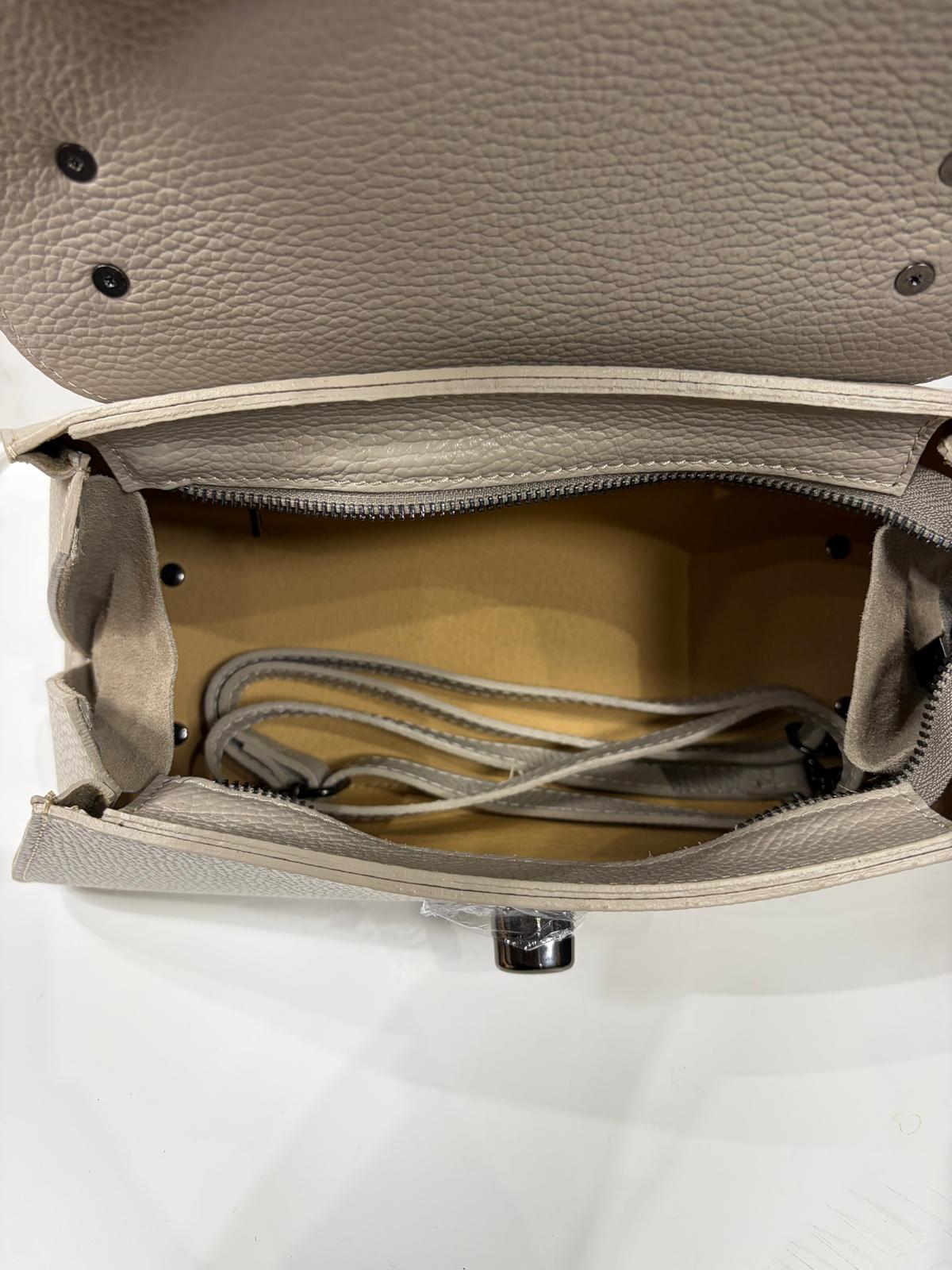 NOWOŚĆ Torebka kuferek Vezze skóra naturalna Taupe