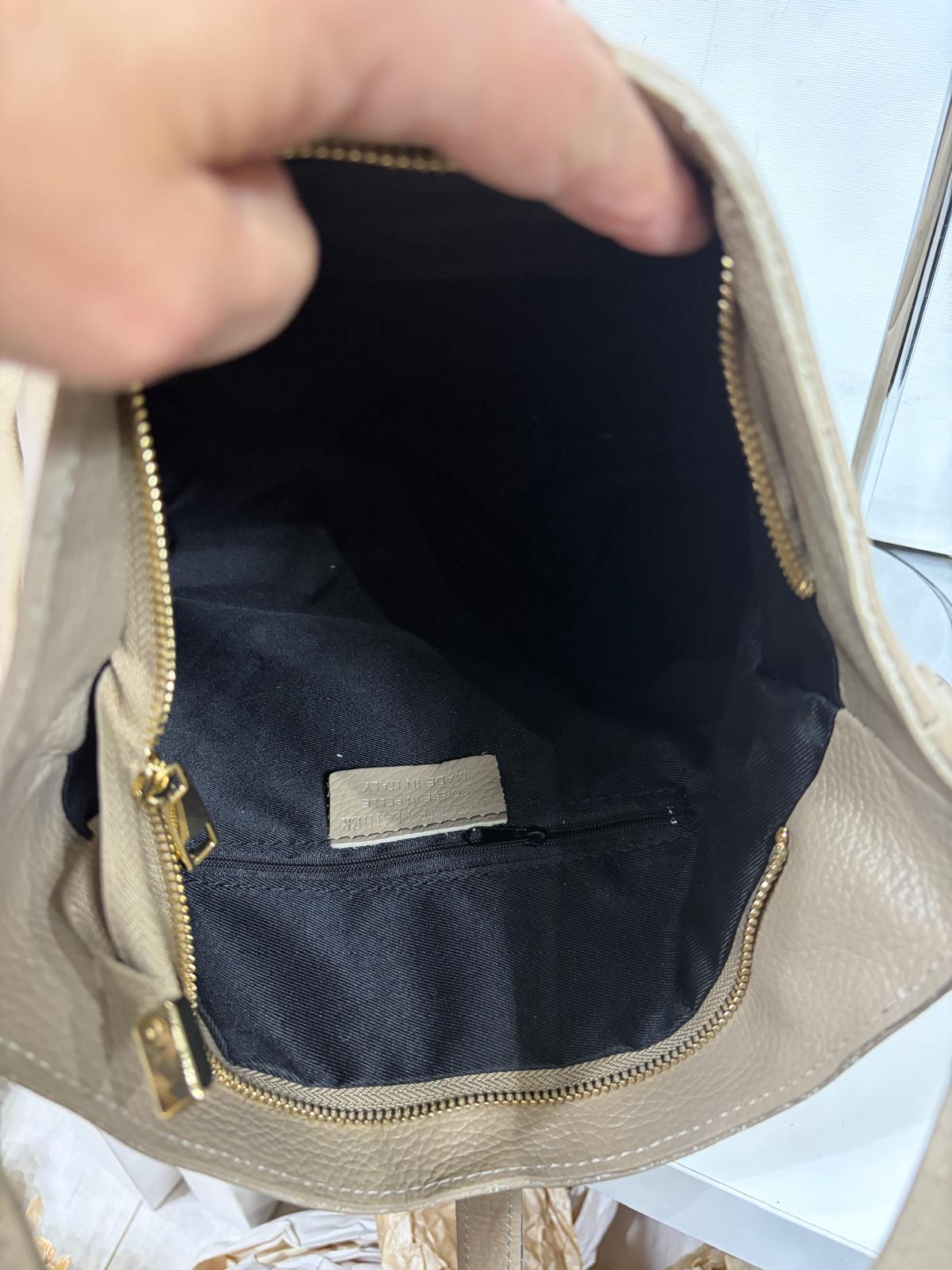 NOWOŚĆ Torebka Vezze skóra naturalna Zimny Beż