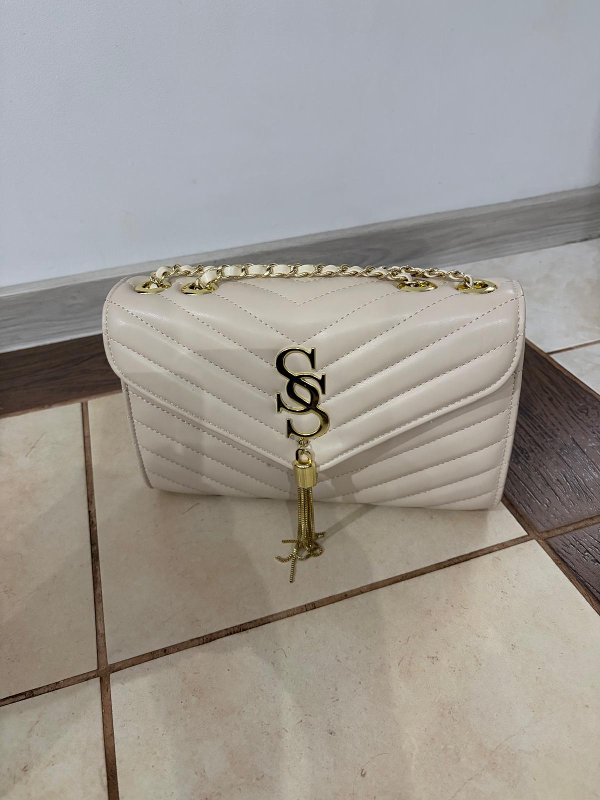 Nowość SALVADORE FERETTI torebka Listonoszka Jasny Beż