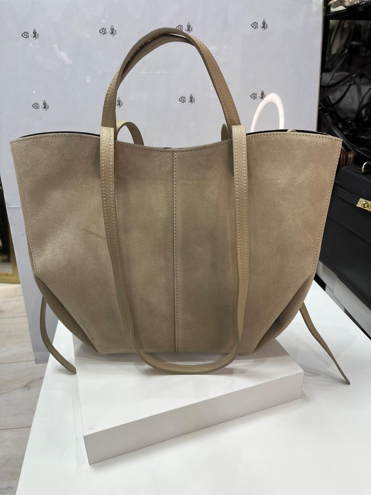 NOWOŚĆ VERA PELLE torebka damska łódka skóra naturalna ITALY JASNY BEŻ