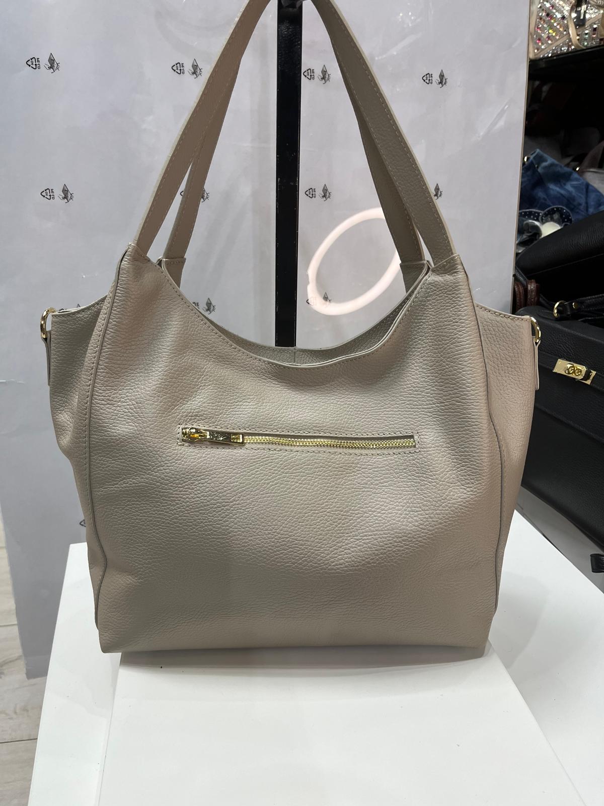 NOWOŚĆ VERA PELLE torebka damska skóra naturalna ITALY BEŻ