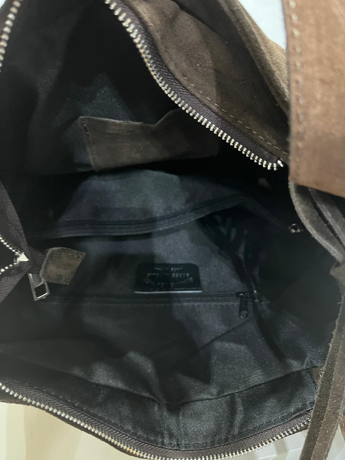 Nowość VEZZE torebka naturalny zamsz CZEKOLADA