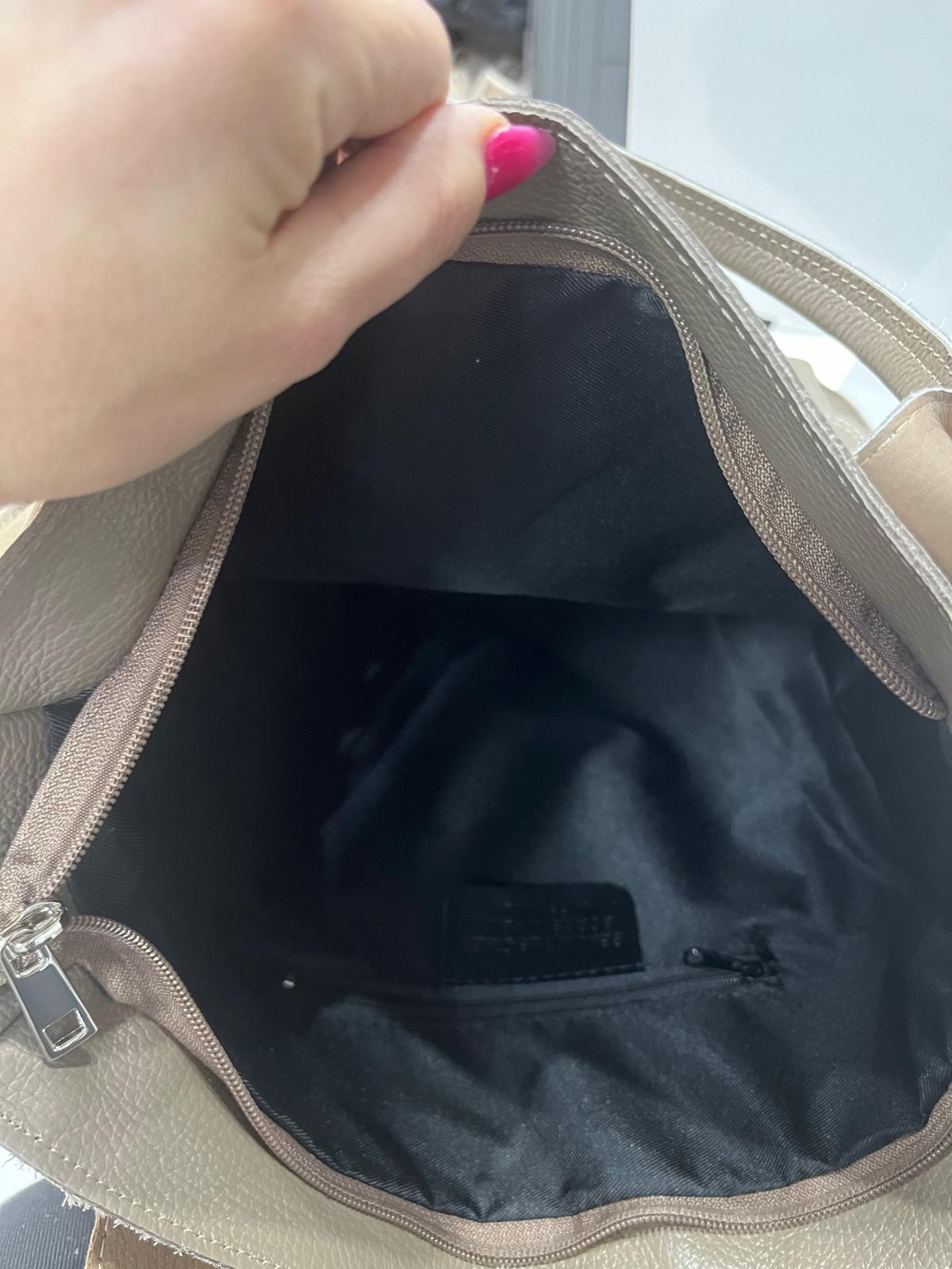 NOWOŚĆ WOREK VERA PELLE KIESZENIE SKÓRA POJEMNA TORBA XXL TAUPE