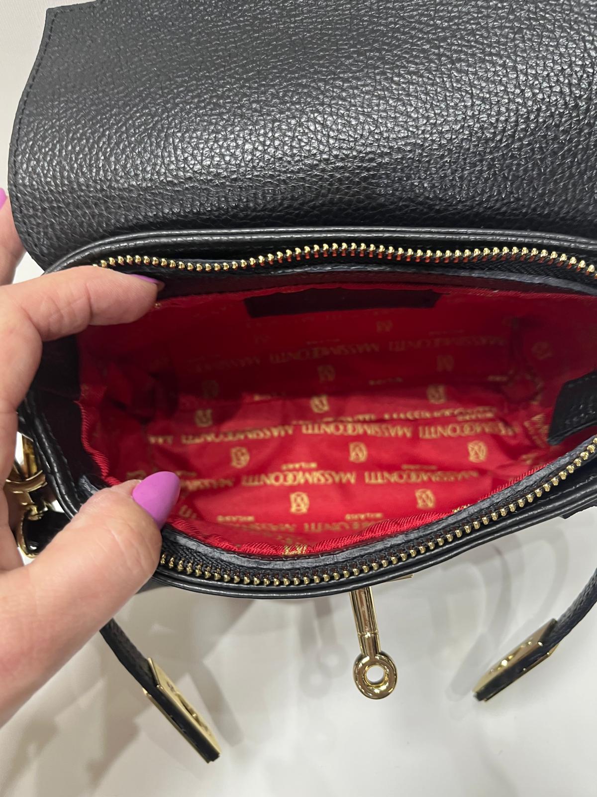 NOWOŚĆ MASSIMO CONTTI TOREBKA HERMESKA SKÓRA NATURALNA CZARNA