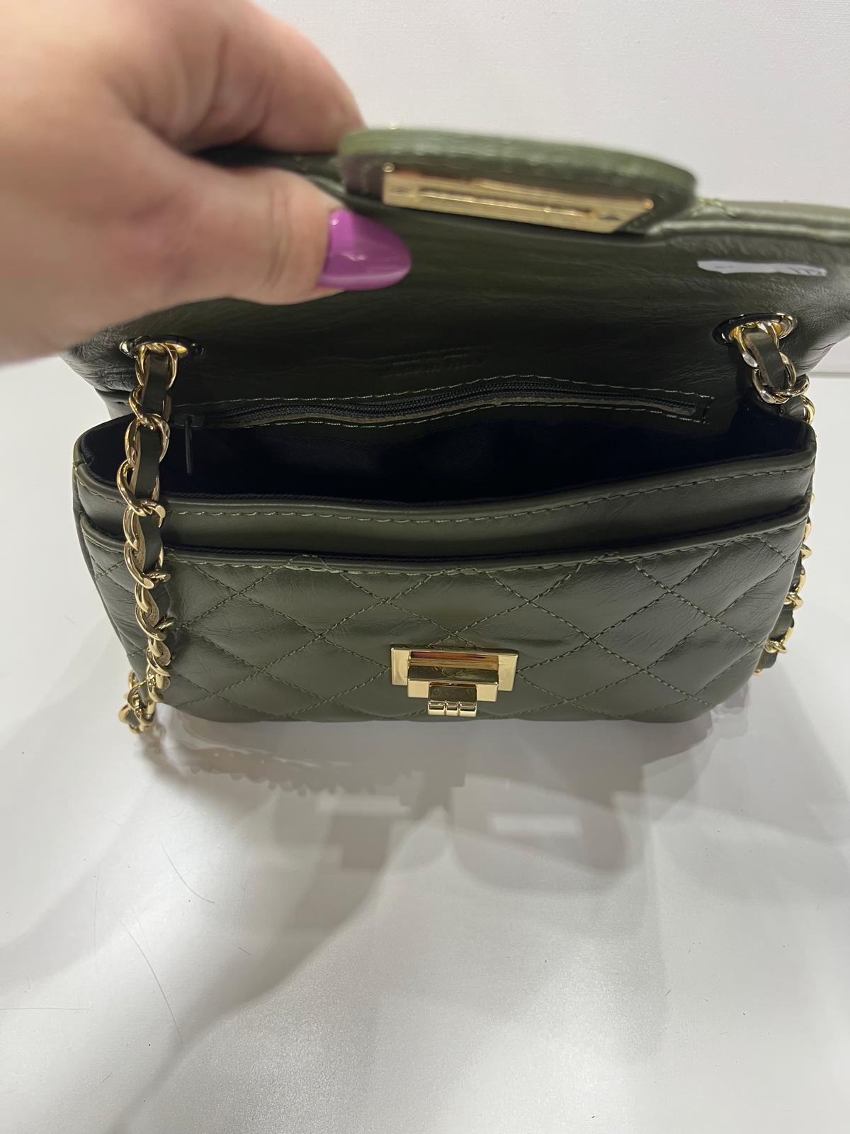 NOWOŚĆ torebka skórzana licowa ze złotym okuciem ITALY LIMONKA