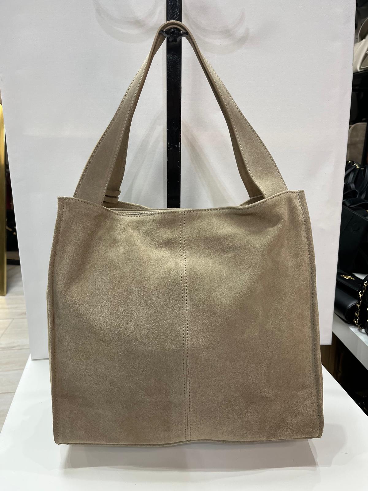 Nowość VEZZE torebka naturalny zamsz JASNY BEŻ