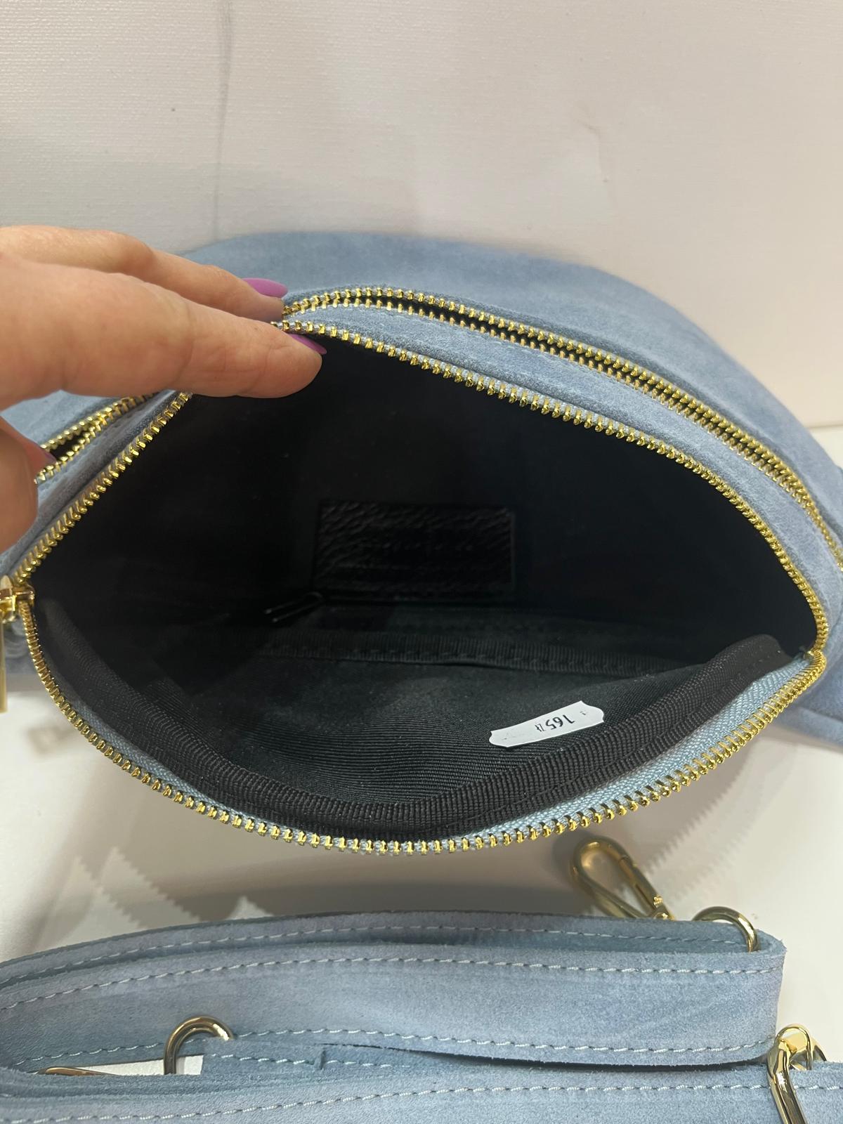 NOWOŚĆ Nerka zamsz naturalny Vezze. Błękit