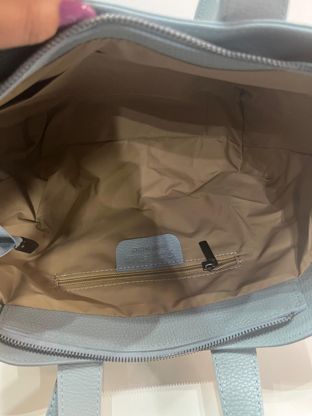 NOWOŚĆ VERA PELLE torebka damska skóra naturalna ITALY BŁĘKIT