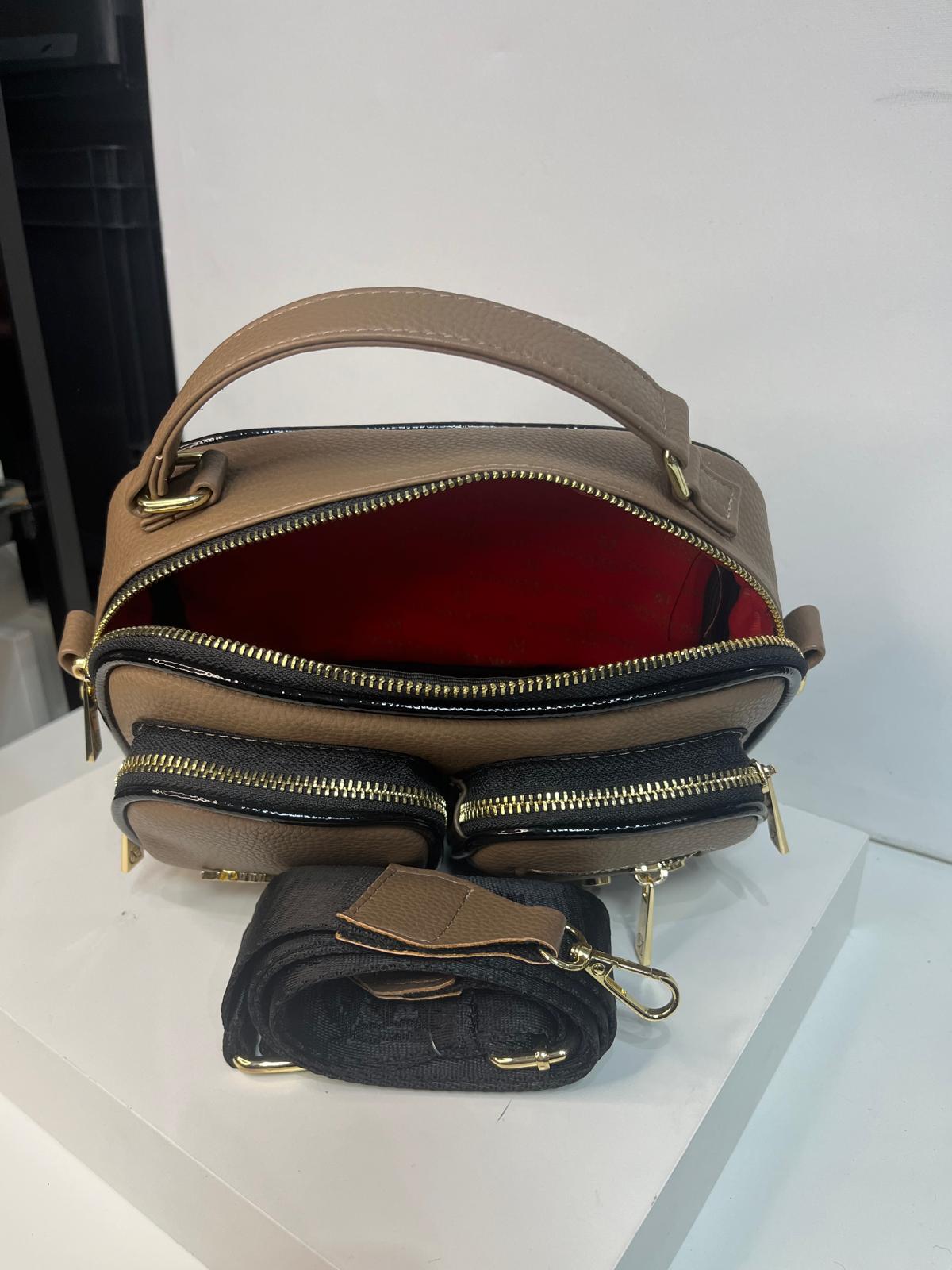 NOWOŚĆ Massimo Contti torebka na ramię eko skóra kuferek TAUPE