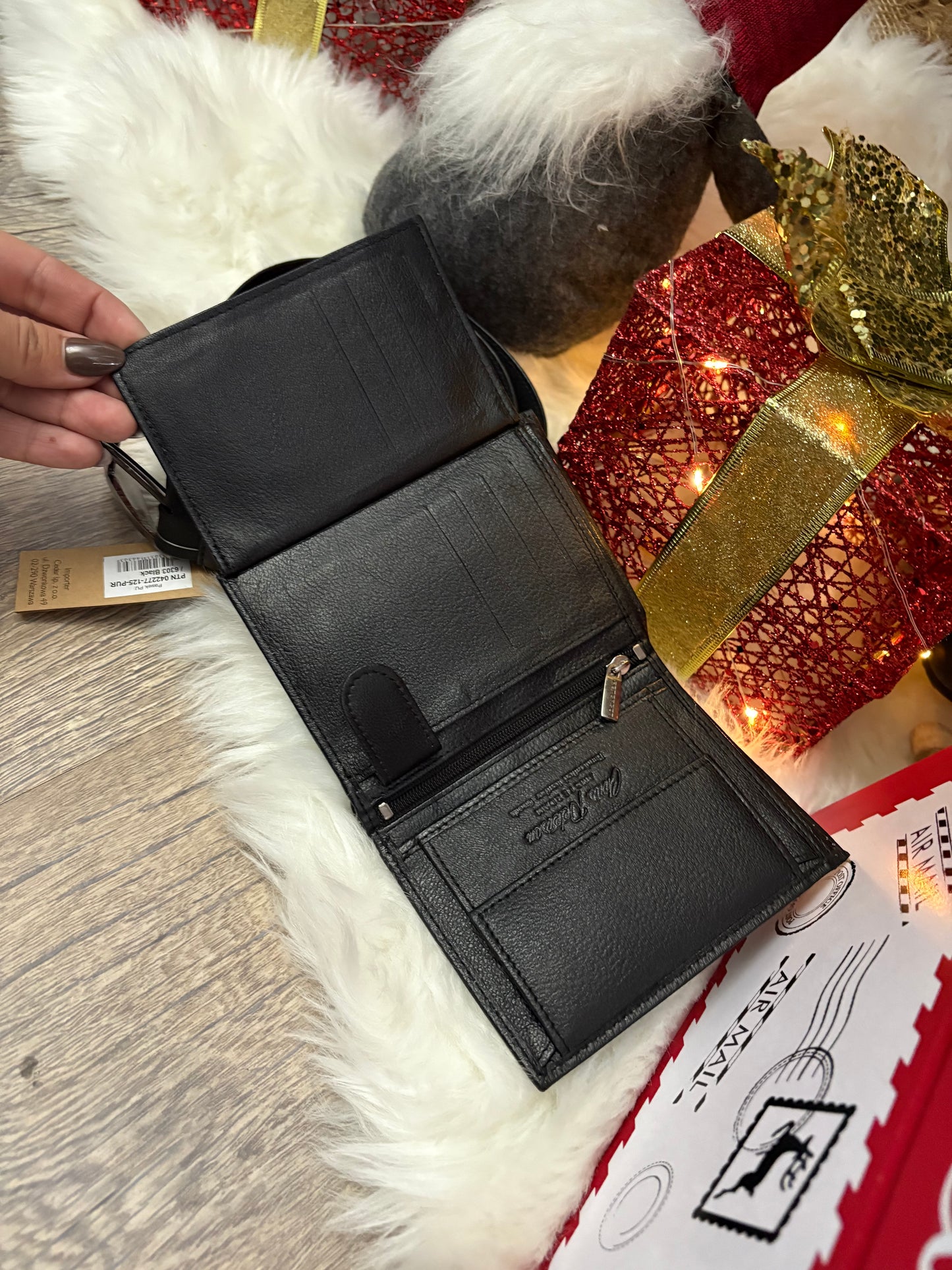 Nowość Zestaw męski, prezentowy skórzany portfel męski i pasek PETERSON skóra naturalna