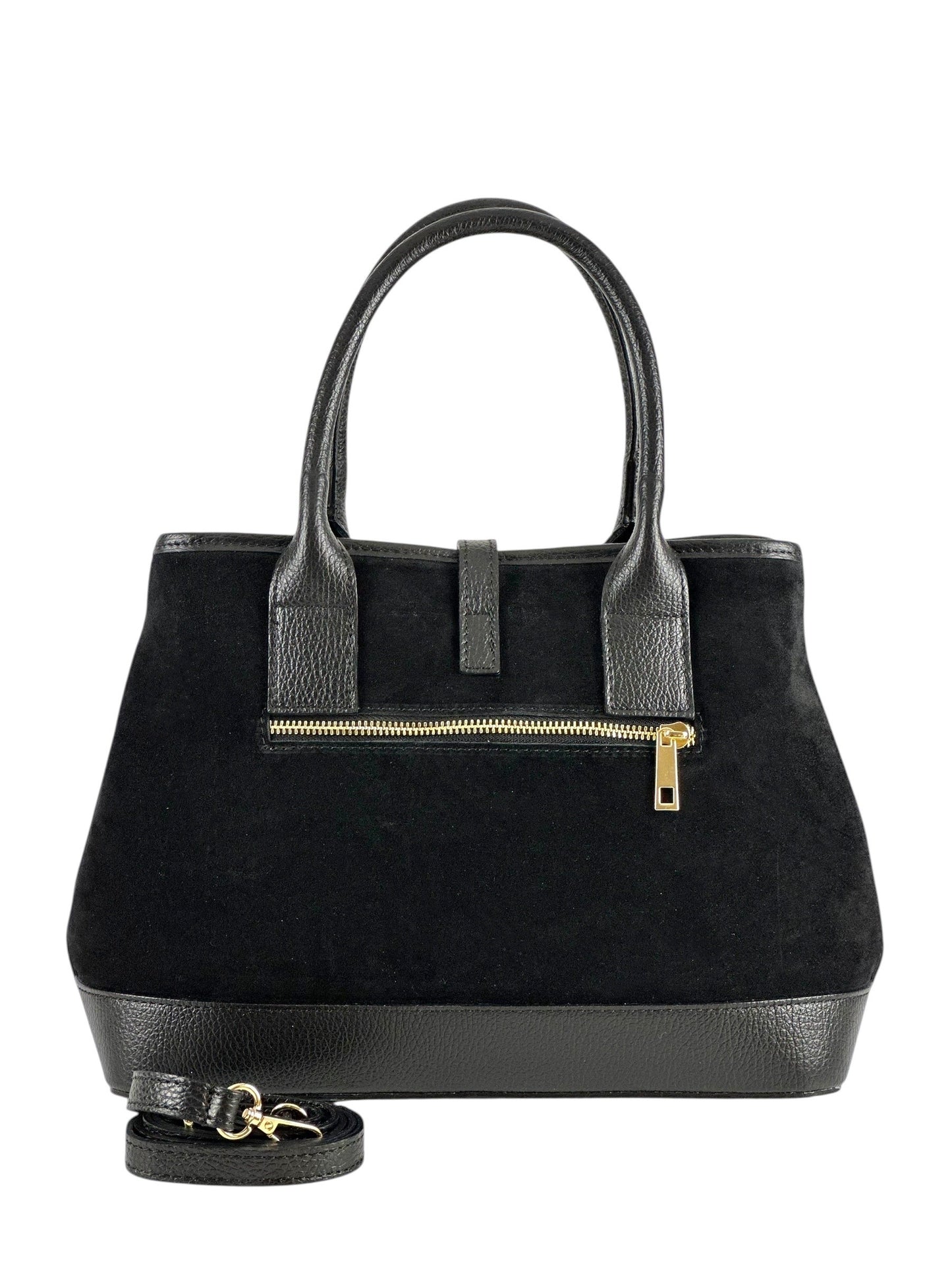 NOWOŚĆ Torebka zamsz naturalny skóra naturalna czarna włoska