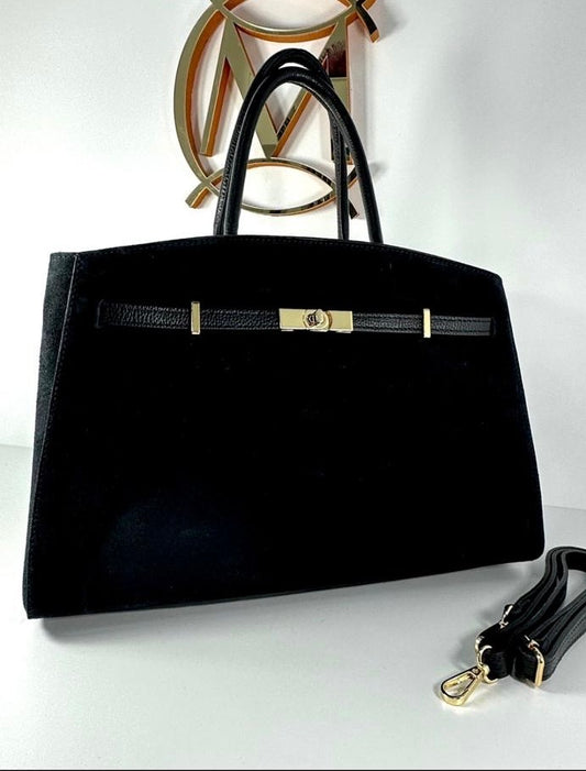 NOWOŚĆ Massimo Contti skóra zamsz naturalny czarna