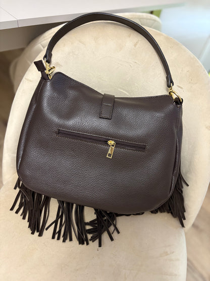 NOWOŚĆ Torebka zamsz naturalny czekolada włoska