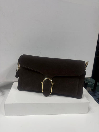 NOWOŚĆ Torebka Vezze zamsz naturalny czekolada