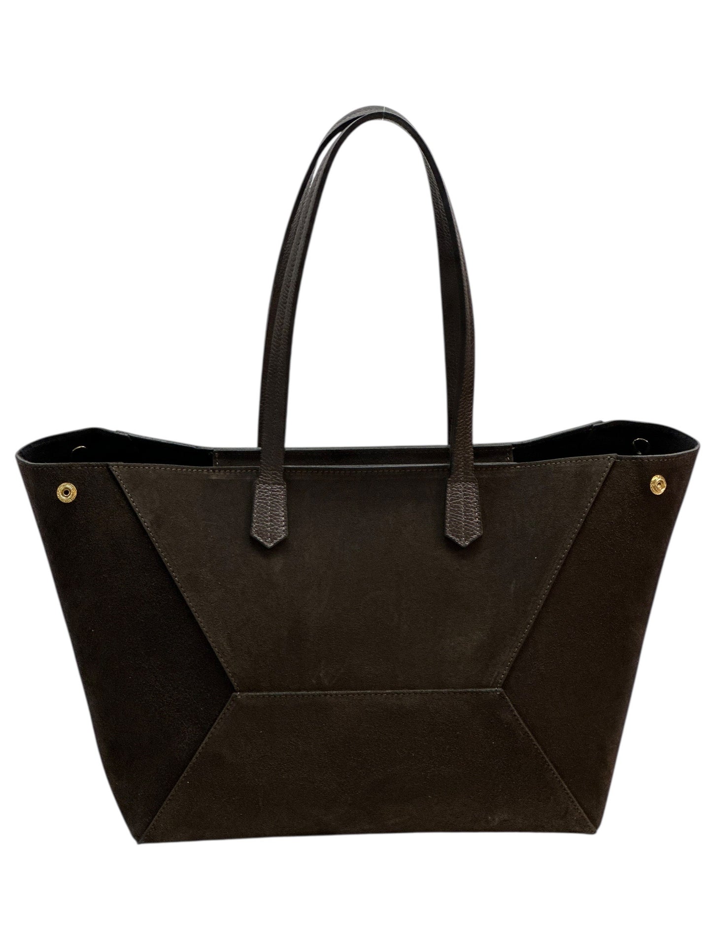 NOWOŚĆ Torebka zamsz naturalny skóra naturalna dwustronna czekolada włoska