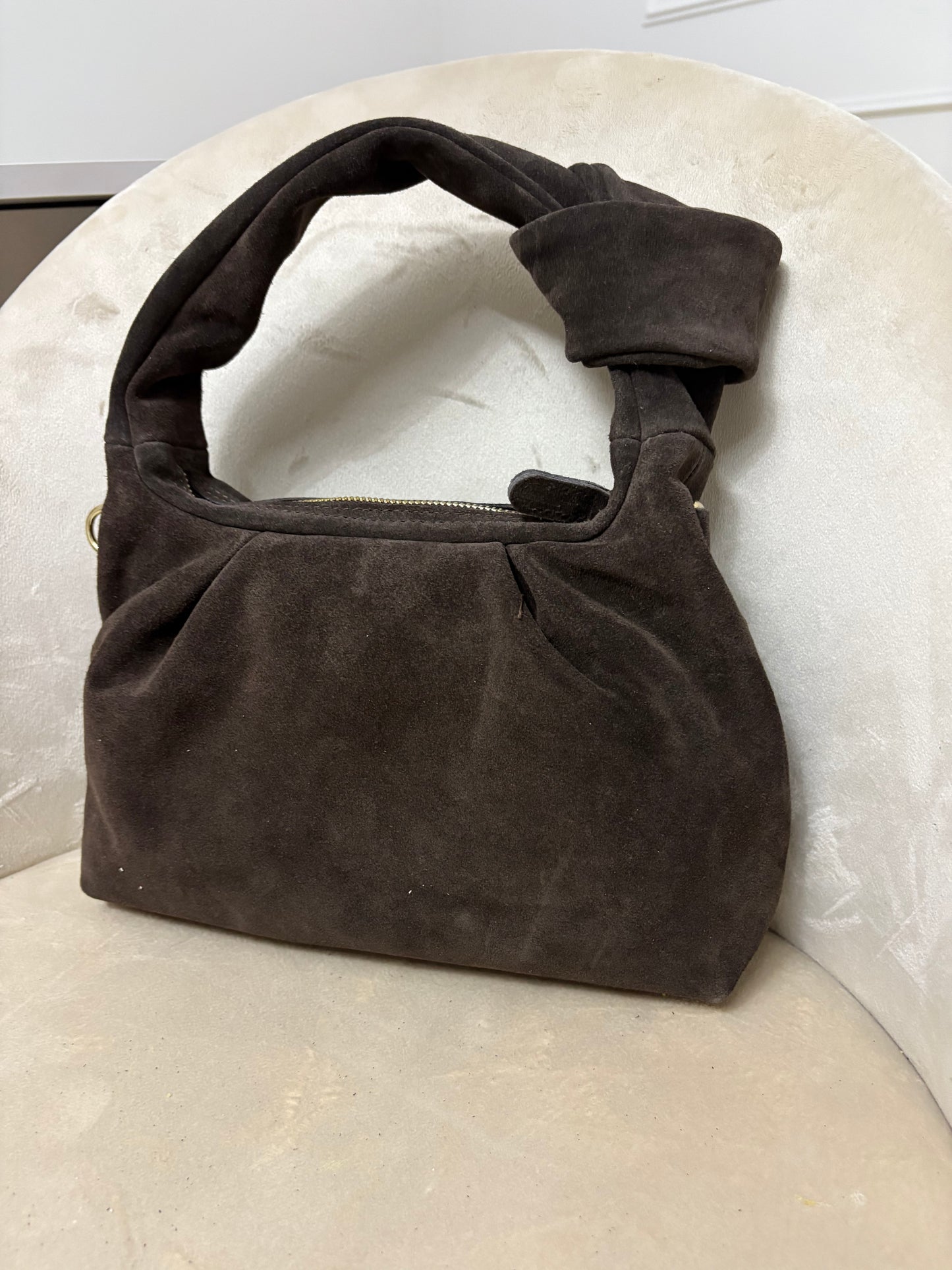 NOWOŚĆ Torebka zamsz naturalny czekolada włoska