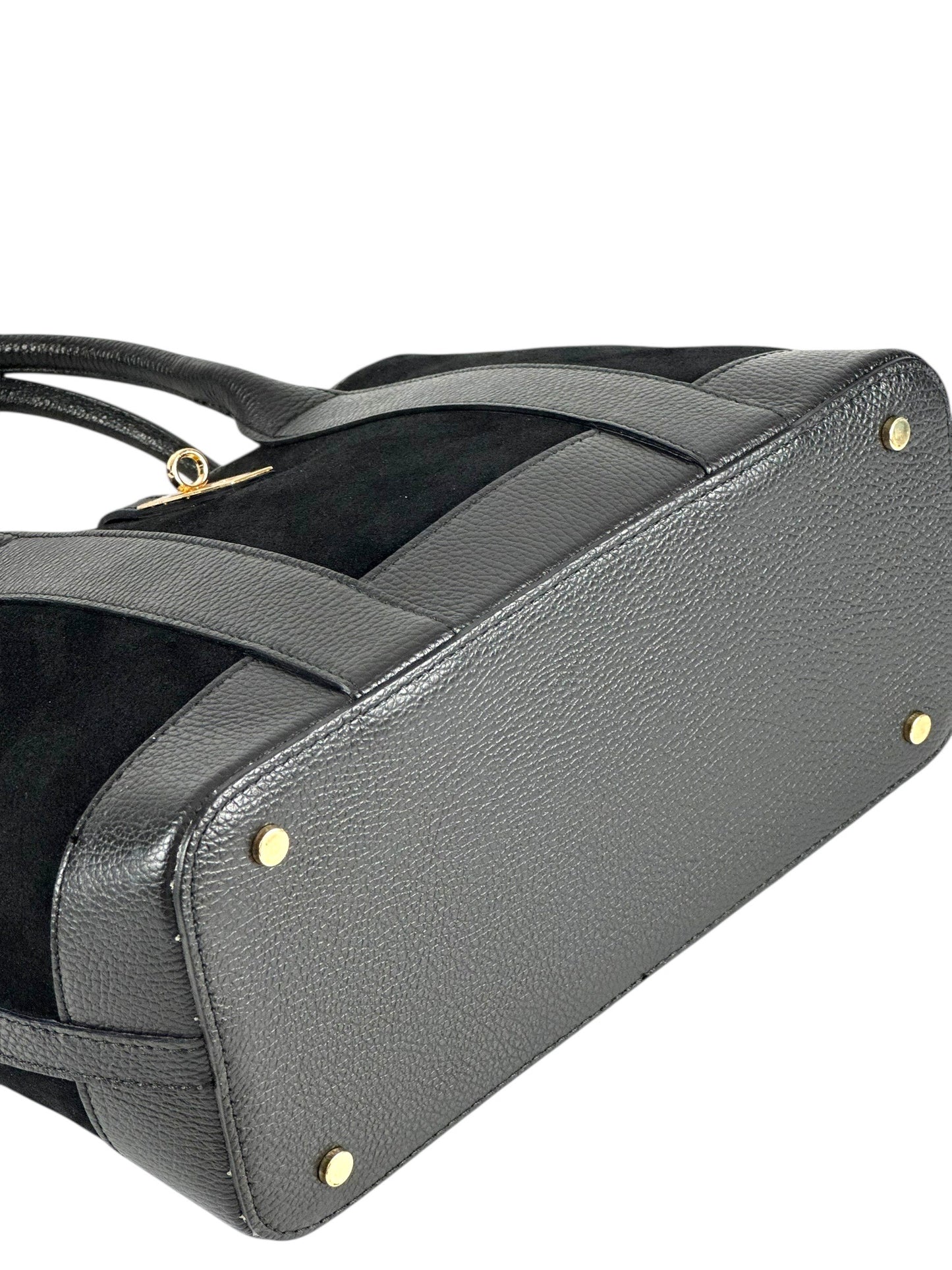 NOWOŚĆ Torebka zamsz naturalny skóra naturalna czarna włoska