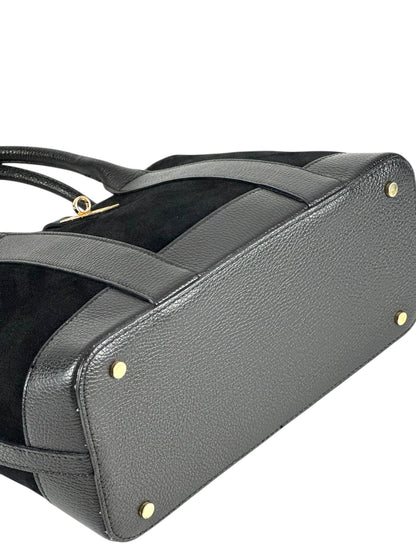 NOWOŚĆ Torebka zamsz naturalny skóra naturalna czarna włoska